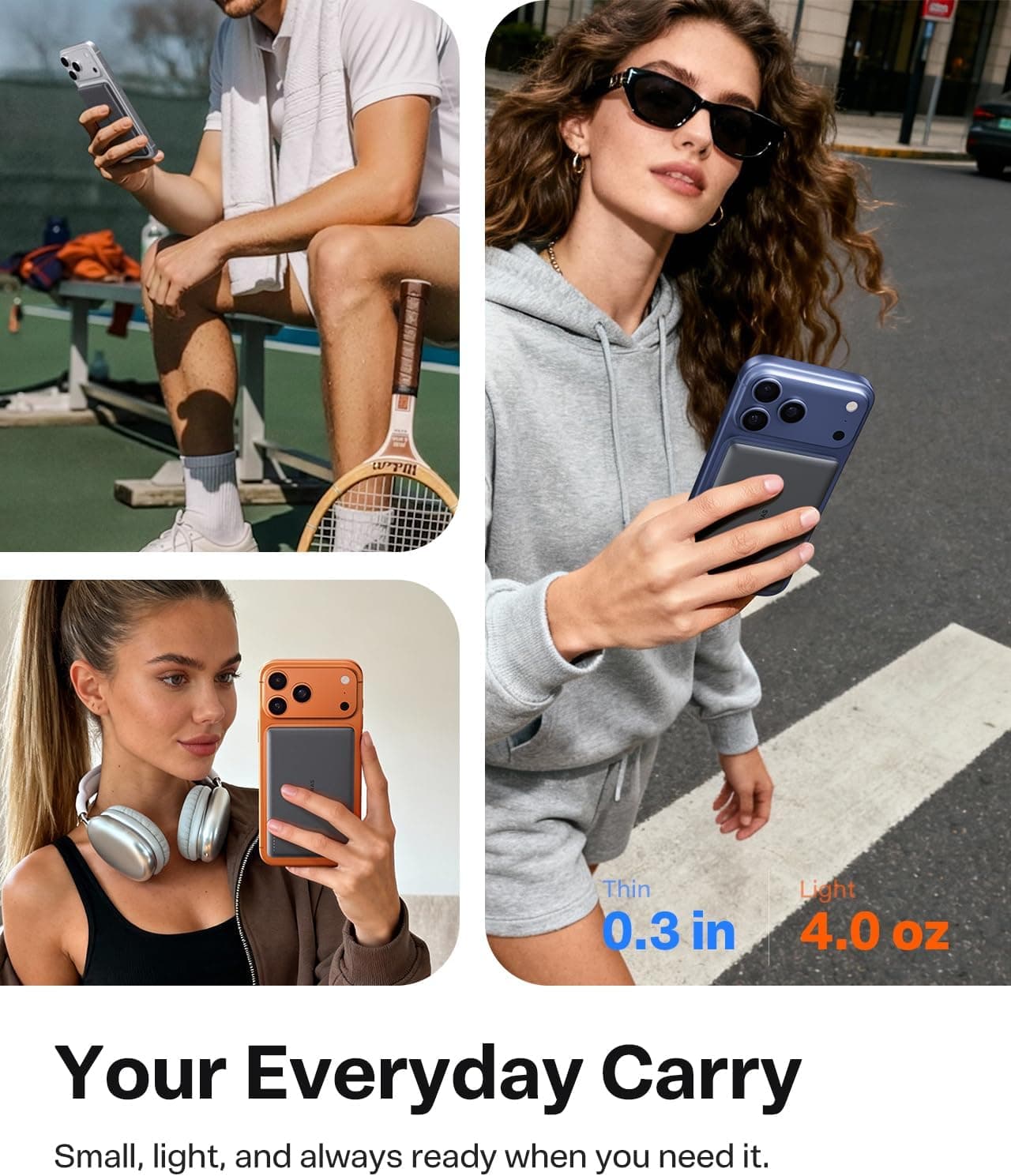 TORRAS MiniMag Power Bank, Ultra Slim 5,000mAh Wireless Portable Charger with USB-C Cable, Fast Charging iPhone Air Magnetic Battery Pack, Compatible for iPhone 17/16/15/14/13/12, Glacier Gray 5,000mAh Glacier Gray - Image 6