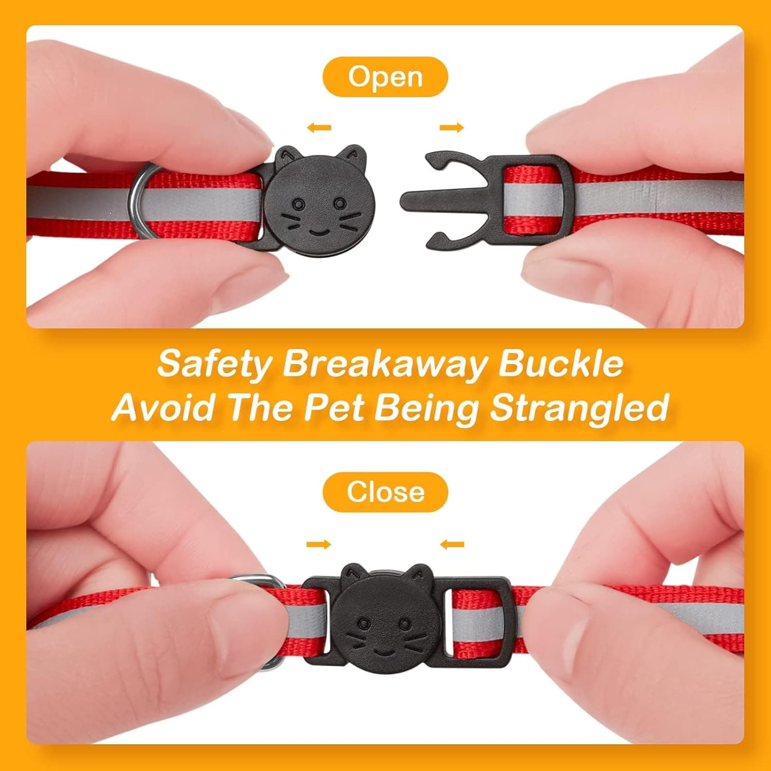 12 Pack Reflective-Breakaway Cat Collars with Bells,Safety Buckle Kitten Collar, with Name Tag, Adjustable,Ideal for Girl Cats Male Cats,Pet Supplies,Stuff,Accessories(12 Colors & 2 ID Tags) Adult Cat 7.5''-12.5'' (with 2 ID Tags) - Image 5