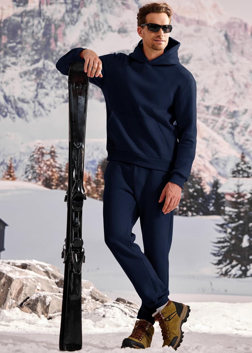 JMIERR Men's 2 Piece Outfits Hoodie Sweatshirt Tracksuit & Joggers Sweatpants Sweatsuit Set X-Large Navy Blue - Image 10