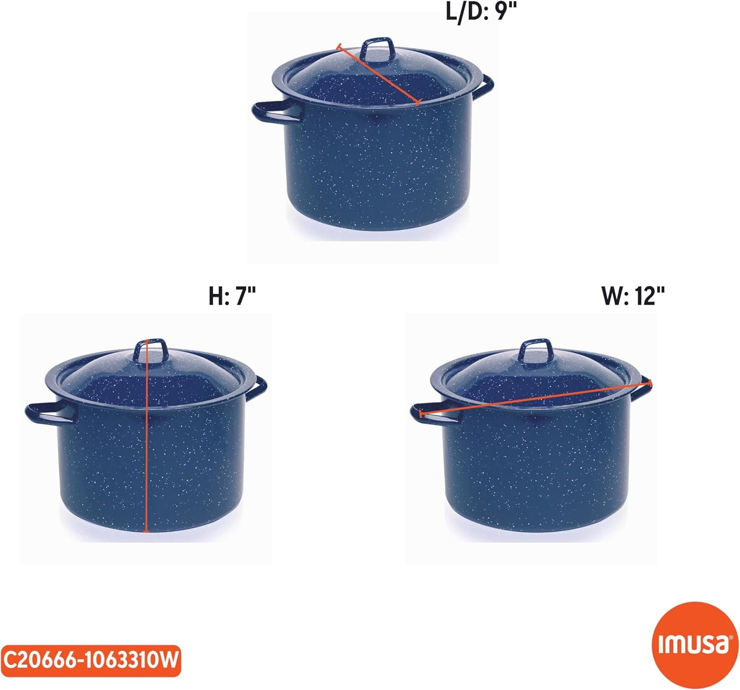 IMUSA 6Qt Blue Speckled Enamel Stock Pot with Lid, Traditional Mexican Enamel Cookware for Everyday Cooking and Kitchen Use 6 Quarts Stock Pot - Image 9