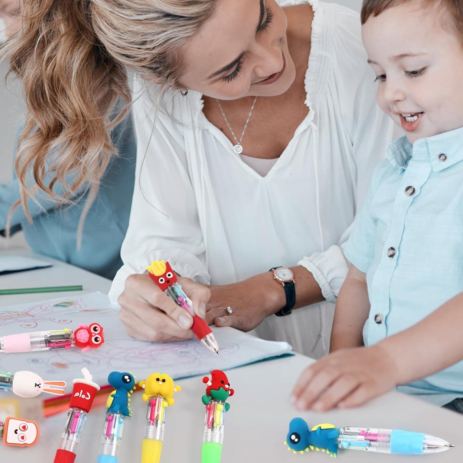 CZWZ 20Pcs Mini Multicolor Pens in One 4-in-1 Cute Pens Bulk for Kids, Fun Kawaii Ballpoint Pens for Birthdays and Children's Party Favors Gifts Teacher School Supplies - Image 7