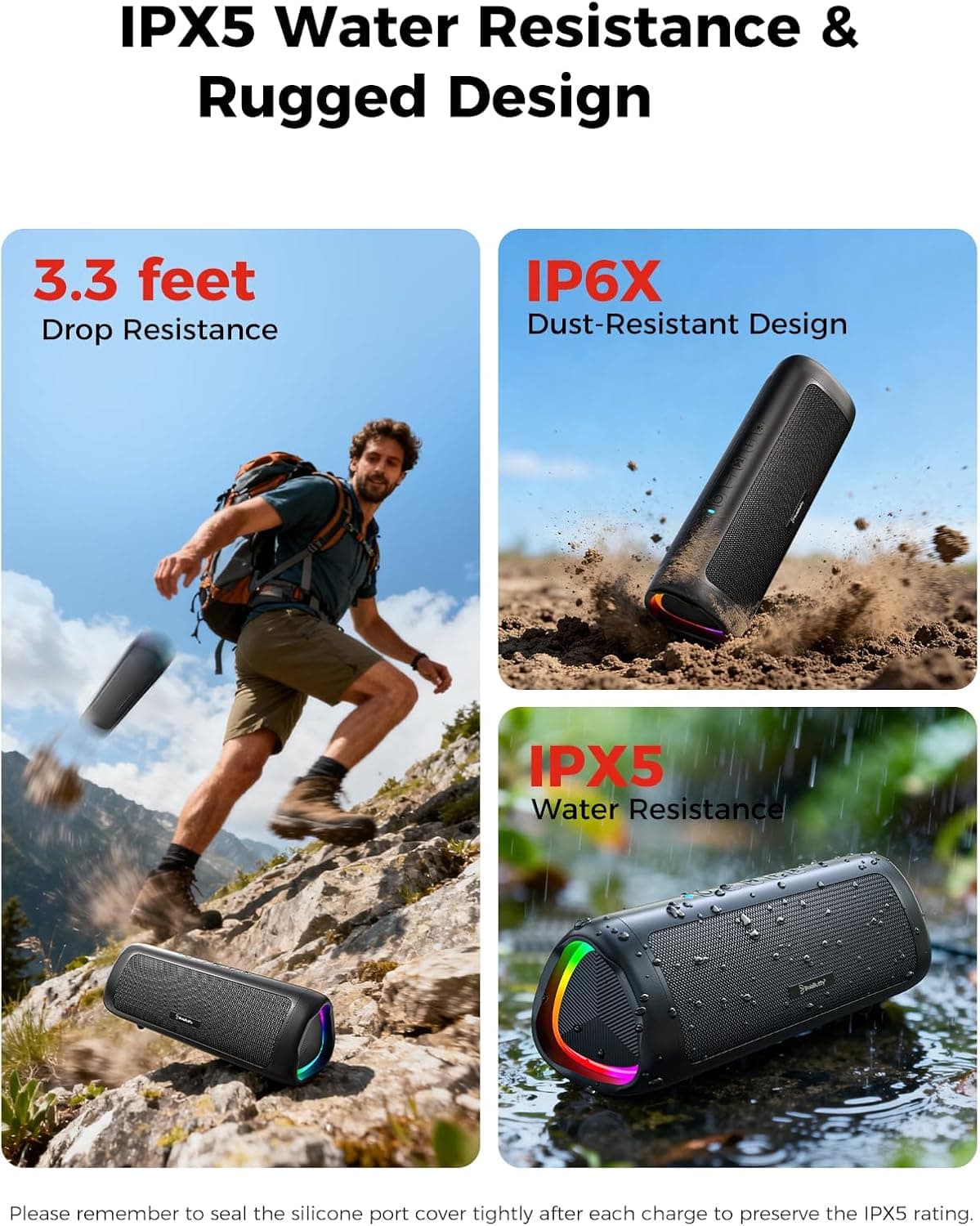 Bluetooth Speaker Gifts for Men: Portable Wireless, IPX5 Waterproof, White Elephant Gifts for Adults, Stocking Stuffers for Teens Boy Girl, Up to 20H Playtime, TWS Pair, for Home/Party/Outdoor (Black) - Image 5
