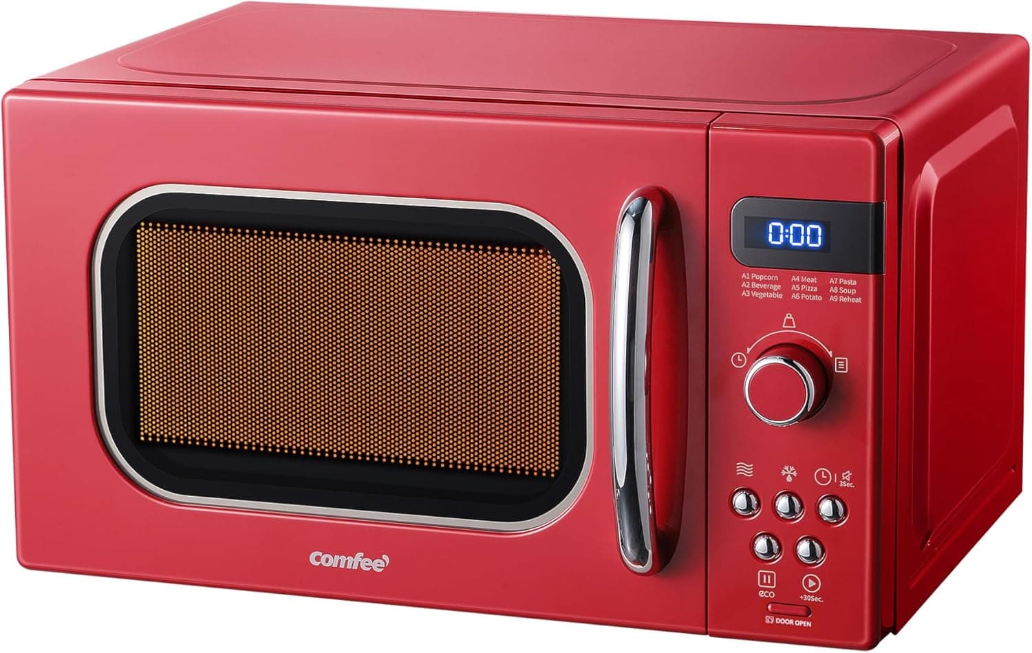 COMFEE' Retro Small Microwave Oven With Compact Size, 9 Preset Menus, Position-Memory Turntable, Mute Function, Countertop, Perfect For Small Spaces, 0.7 Cu Ft/700W, Red, AM720C2RA-R - Image 9