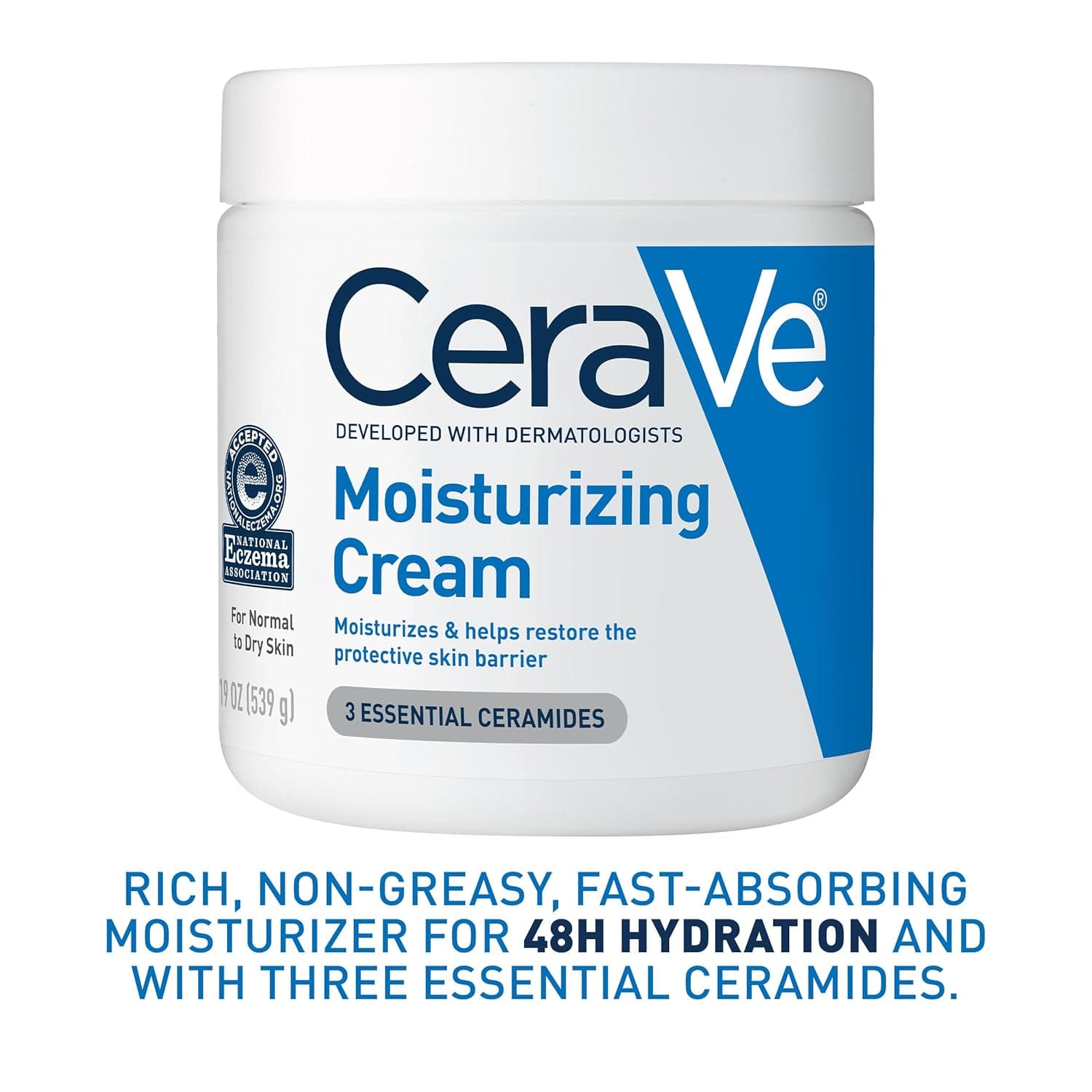 CeraVe Moisturizing Cream, Body and Face Moisturizer for Dry Skin, Body Cream with Hyaluronic Acid and Ceramides, Daily Moisturizer, Oil-Free, Fragrance Free, Non-Comedogenic, 19 Ounce 19 Ounce (Pack of 1) - Image 9