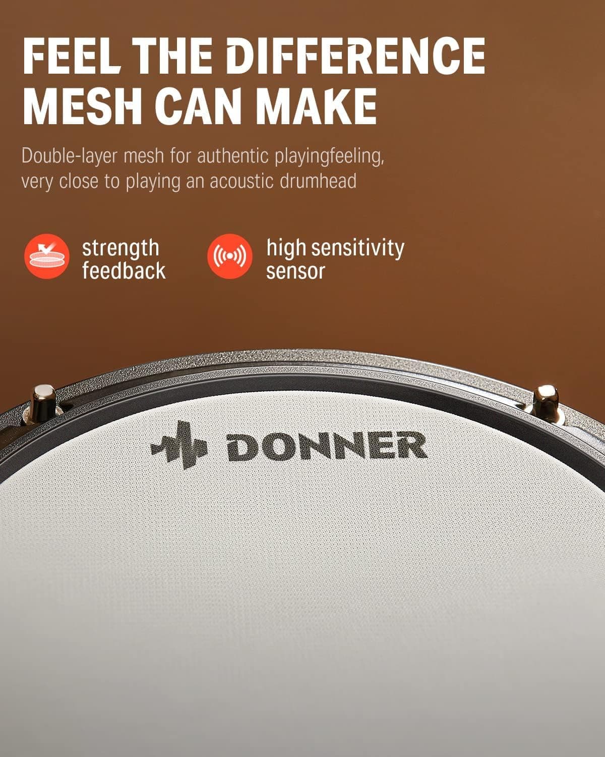 Donner DED-80 Electronic Drum Set with 4 Quiet Mesh Pads, 180+ Sounds, 2 Pedals, Throne, Headphones, Sticks, and Melodics Lessons Black - Image 7