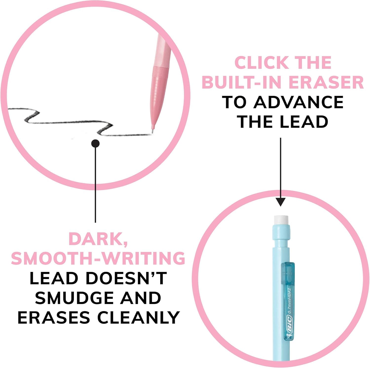 BIC Xtra-Smooth Pastel Mechanical Pencil, 0.7 mm Medium Point, No. 2 Lead, 24-Count Pastel Edition 24 Count (Pack of 1) - Image 7