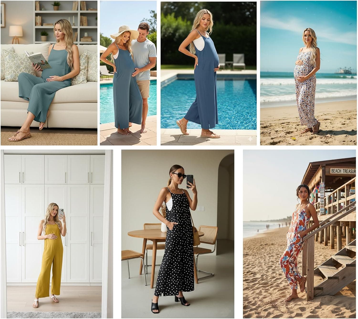 Lepunuo Womens Casual Loose Jumpsuits Summer Boho Wide Leg Rompers Sleeveless Overalls with Pockets A - Black Large - Image 3