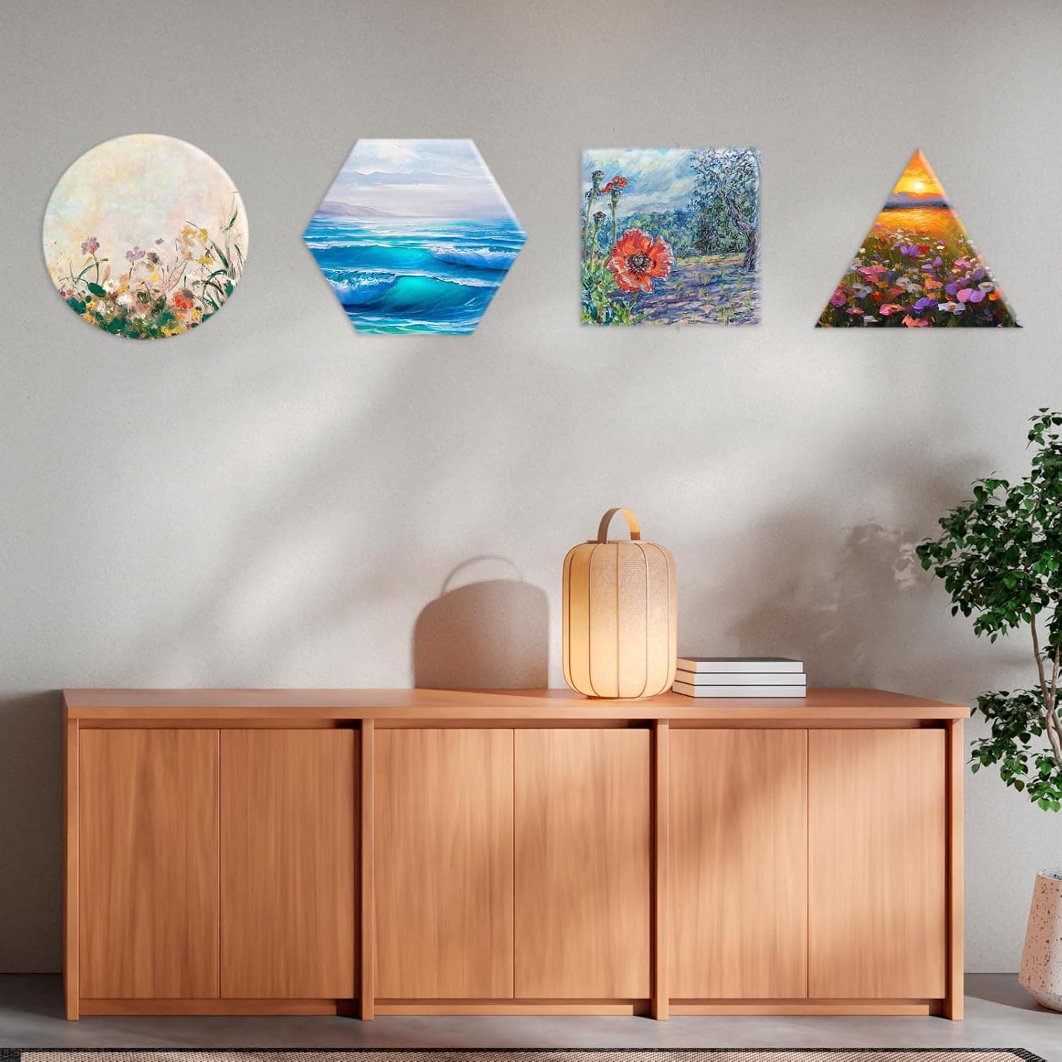 12 Pieces Stretched Canvas Blank Painting Canvas 8 Inch Panel Artist White Canvas Boards Triangle Square Hexagon Round Shape Canvas Frame for Acrylic Pouring Oil Painting - Image 8