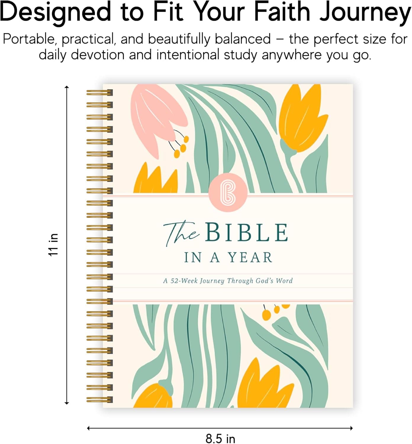 Official Spiral Bible® The Bible in a Year | 52 Week Guided Bible Study & Daily Reading Plan | Spiritual Companion & Journal for Adults & Teens | 8.5" x 11" Notebook Floral - Image 9
