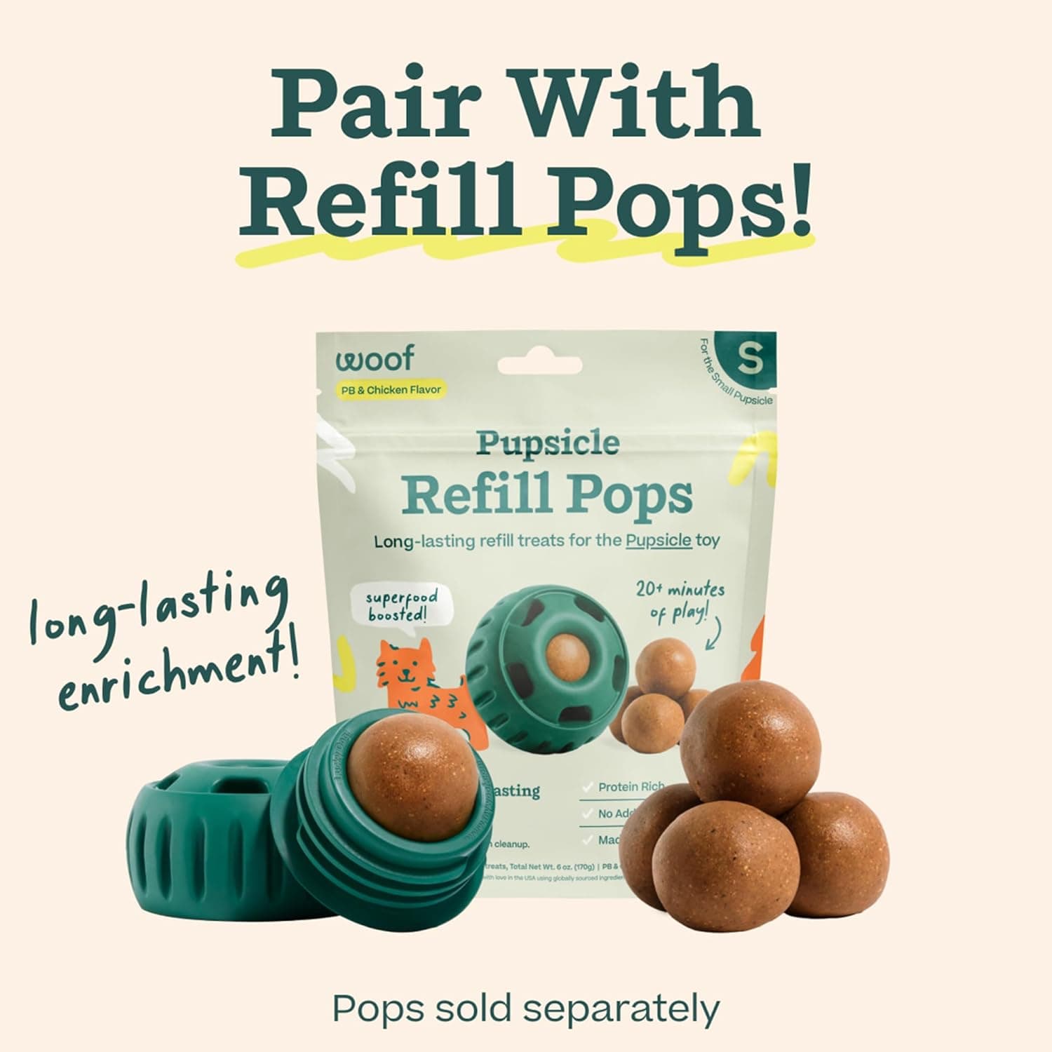 WOOF Pupsicle - Long-Lasting Interactive Dog Ball Toy to Keep Your Pup Busy and Distracted - Safe for Dogs - Low-Mess Design - Dog Toys for Medium and Large Dogs 25-75 lbs Large Green - Image 6