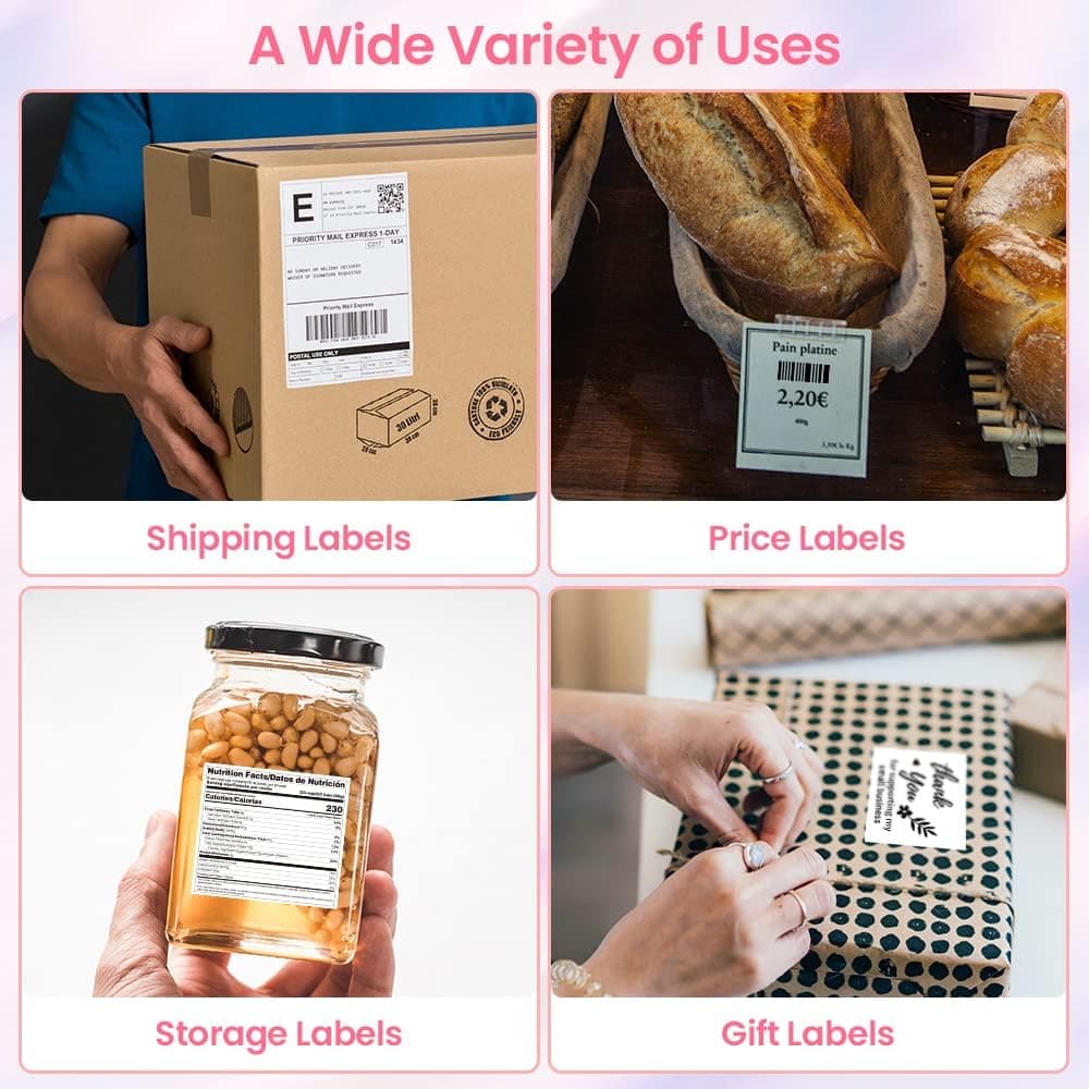 Phomemo Bluetooth Thermal Label Printer, 241BT 4X6 Wireless Shipping Labels Printer for Small Business, Pink Label Printers for Shipping Package, Compatible with iPhone, Android, Amazon, Shopify, USPS - Image 8