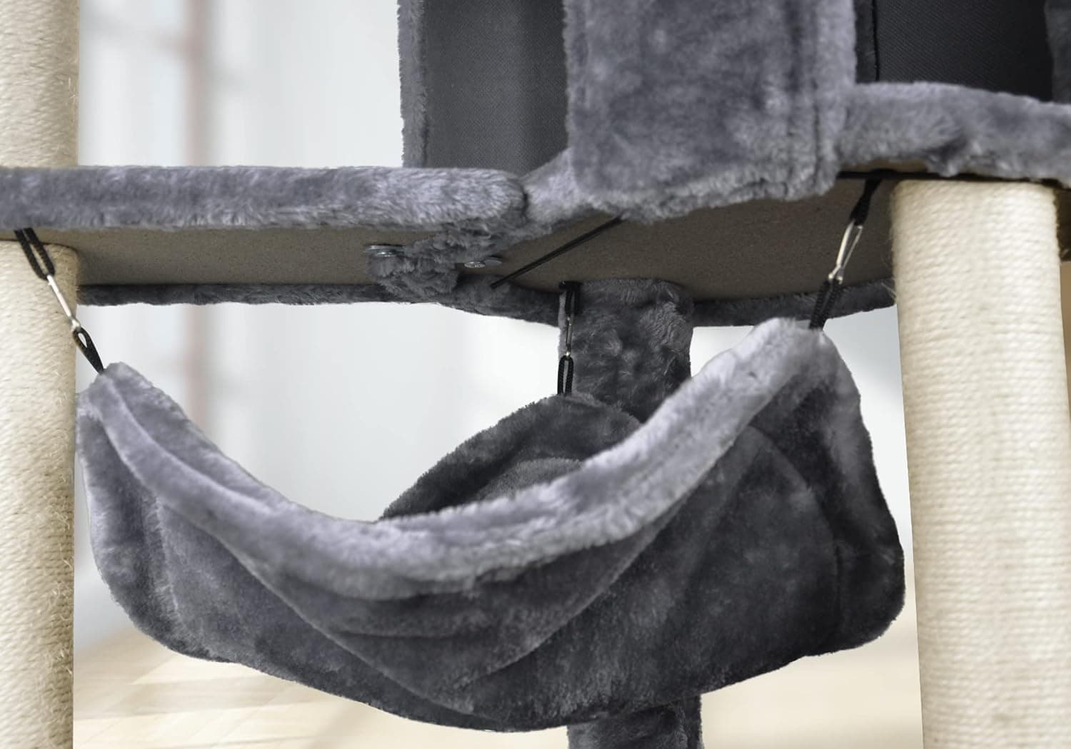 YUNIQUE Cat Tree with Cat Condo and Big Hammock, Grey - Image 8