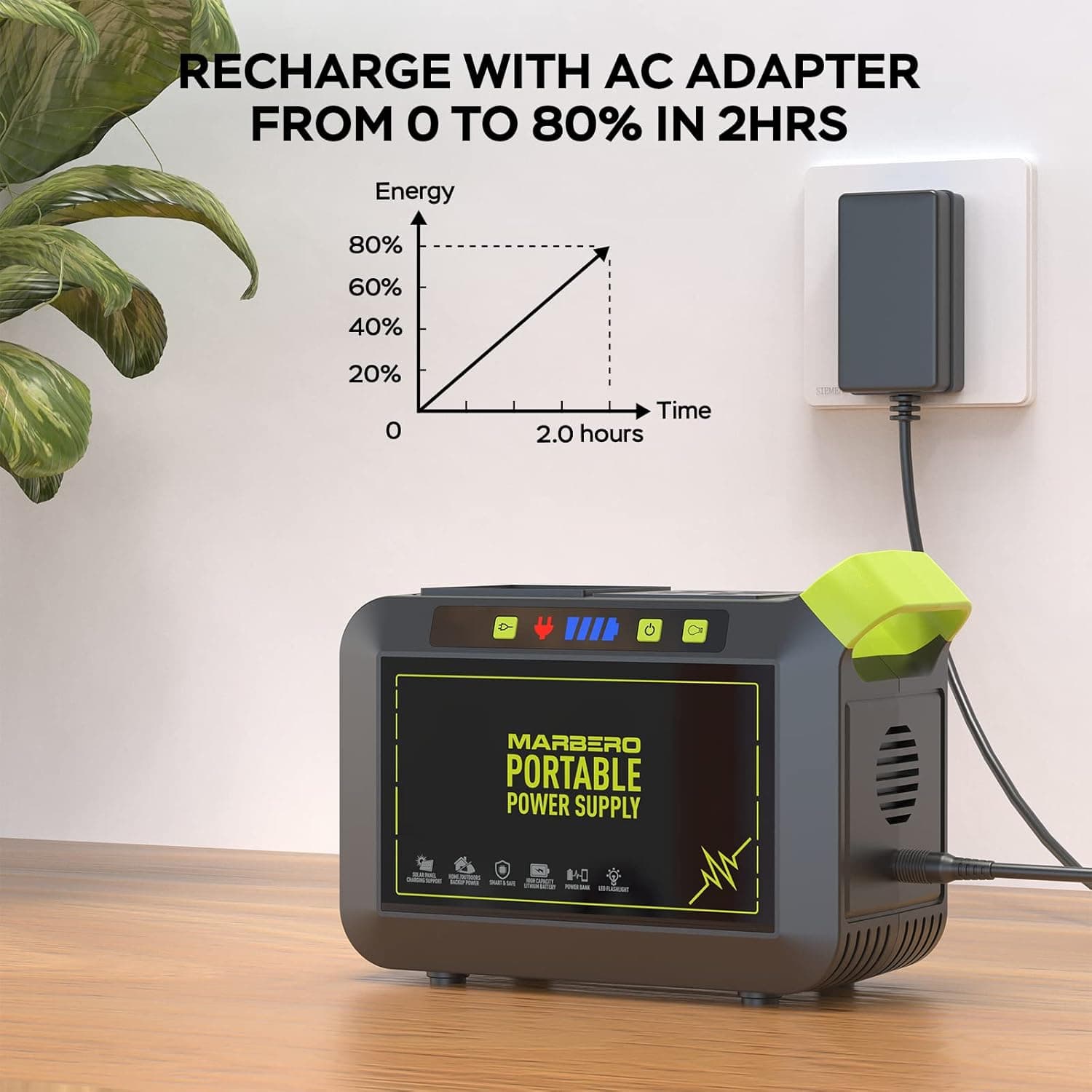 MARBERO Portable Power Station 88Wh Camping Lithium Battery Solar Generator Fast Charging with AC Outlet 120W Peak Power Bank(Solar Panel Optional) for Home Backup Outdoor Emergency RV Van Hunting M82 88WH 80W - Image 6