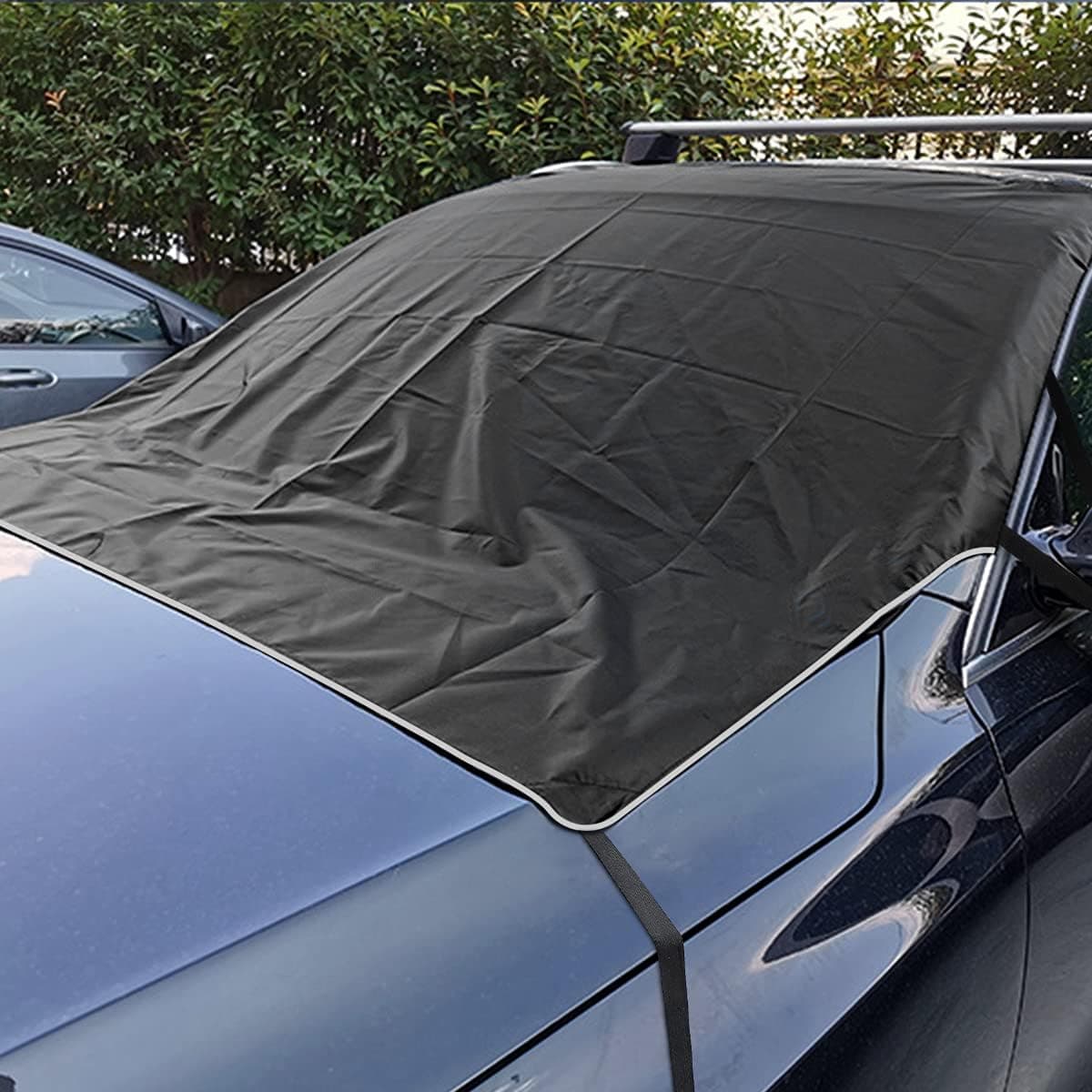 Windshield Snow Cover for Cars, Trucks, Vans - Waterproof, Windproof Winter Frost and Ice Removal Sunshade With Side Mirror Covers Black - Image 6