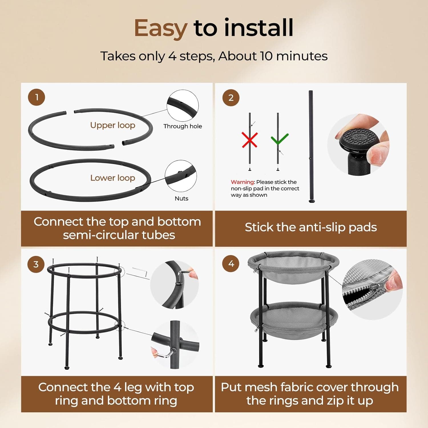 Double Cat Hammock Bed，Elevated and Raised Cat Beds for Indoor and Large Cats - Image 6