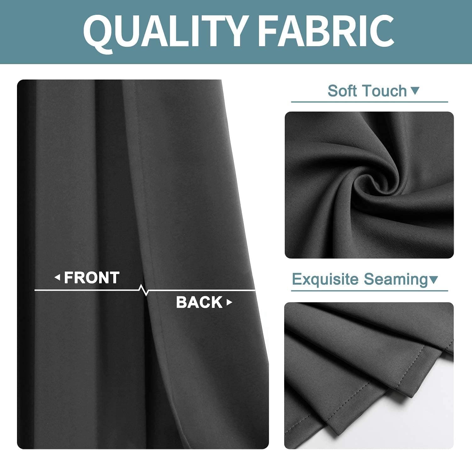 ChrisDowa Grommet Blackout Curtains for Bedroom and Living Room - 2 Panels Set Thermal Insulated Room Darkening Curtains (Dark Grey, 42 x 63 Inch) 42"W x 63"L (Pack of 2) Dark Grey - Image 5