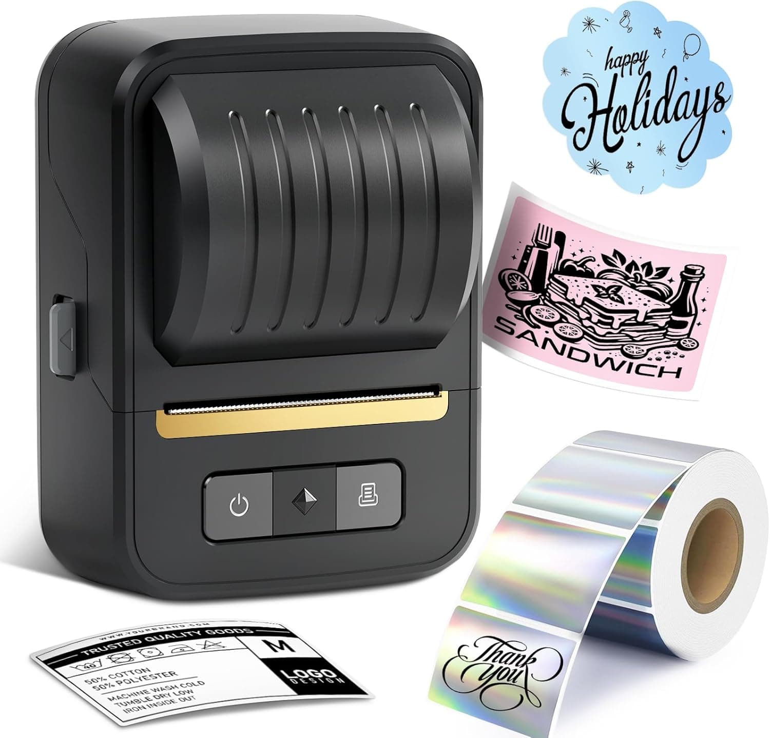 Label Makers, Label Maker Machine with Tape, Bluetooth Label Maker, Portable Thermal 2 Inch Label Printer for Small Business, Barcode, Address, Logo, Clothing, Sticker Printer for Phones & PC - Image 2