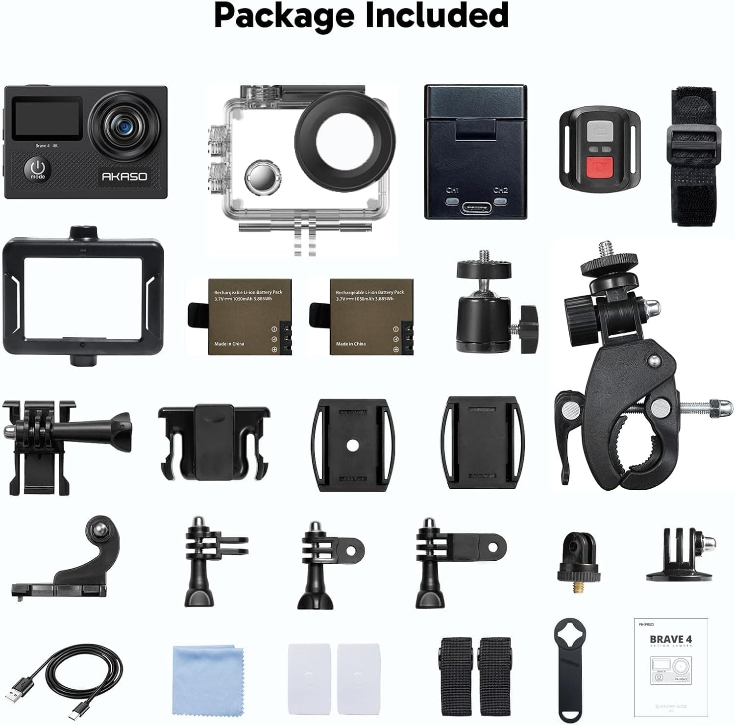 AKASO Brave 4 4K30fps 20MP WiFi Action Camera Ultra Hd with EIS 131ft Waterproof Camera Remote Control 5xZoom Underwater Camcorder with 2 Batteries and Bicycle Helmet Accessories Kit - Image 10