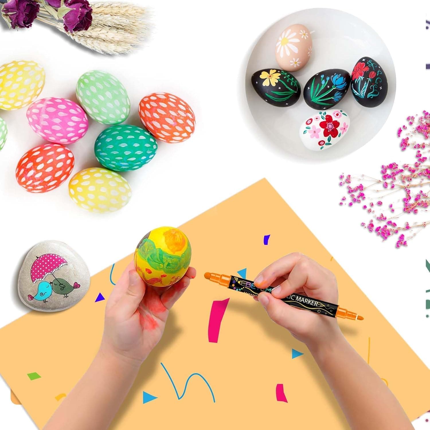 Betem 24 Colors Dual Tip Acrylic Paint Pens Markers, Premium Acrylic Paint Pens Stocking Stuffers for Rock Painting, Wood, Canvas, Glass, Ceramic Surfaces, Christmas Gifts for Teens DIY Art Supplies 24 Colors Paint Markers - Image 5