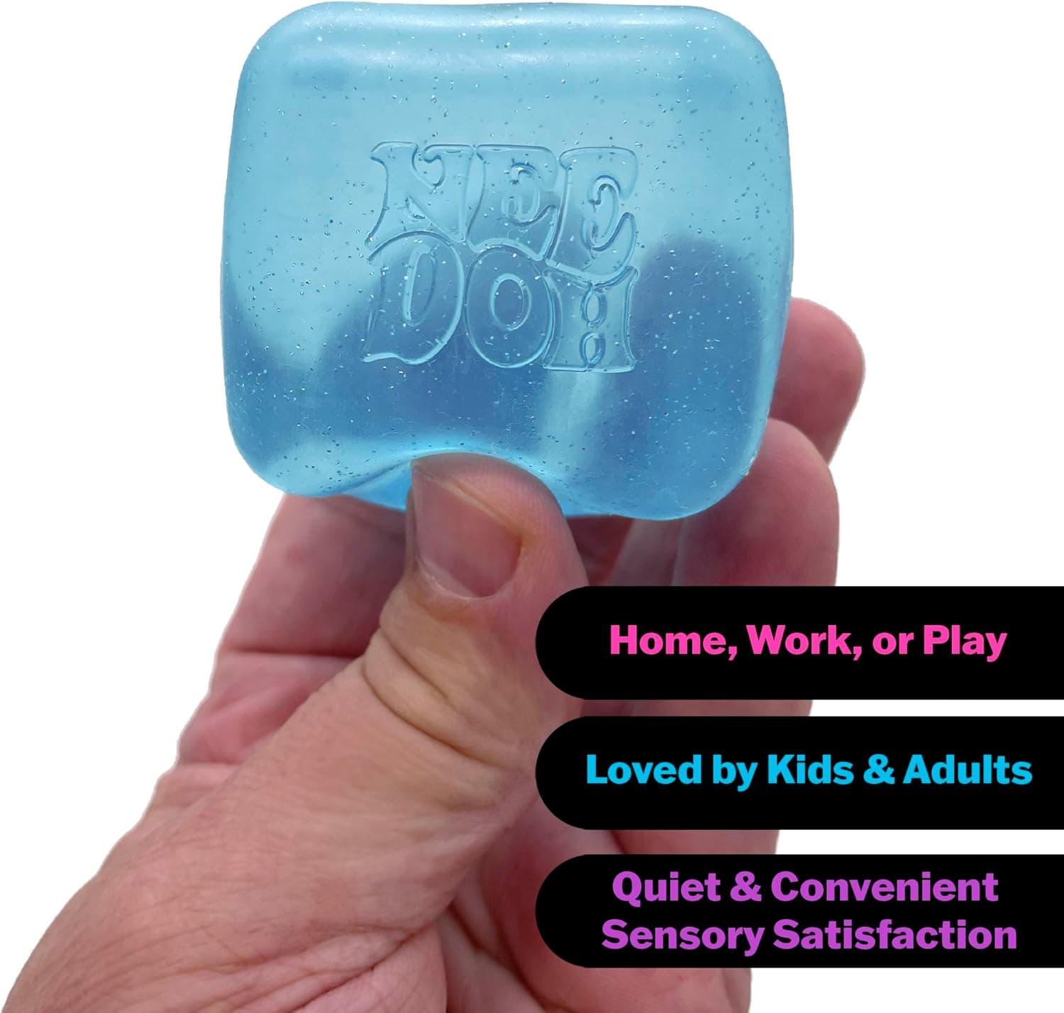 Schylling NeeDoh Nice Cube -Sensory Squeeze Toy with Super Solid Squish - 2.25" Cube Blue - Image 4