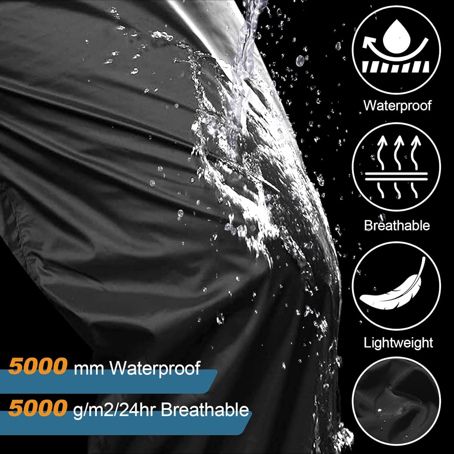 Mens Rain Pants Waterproof Windproof Hiking Outdoor Fishing Golf Cycling Pants Black X-Large - Image 4