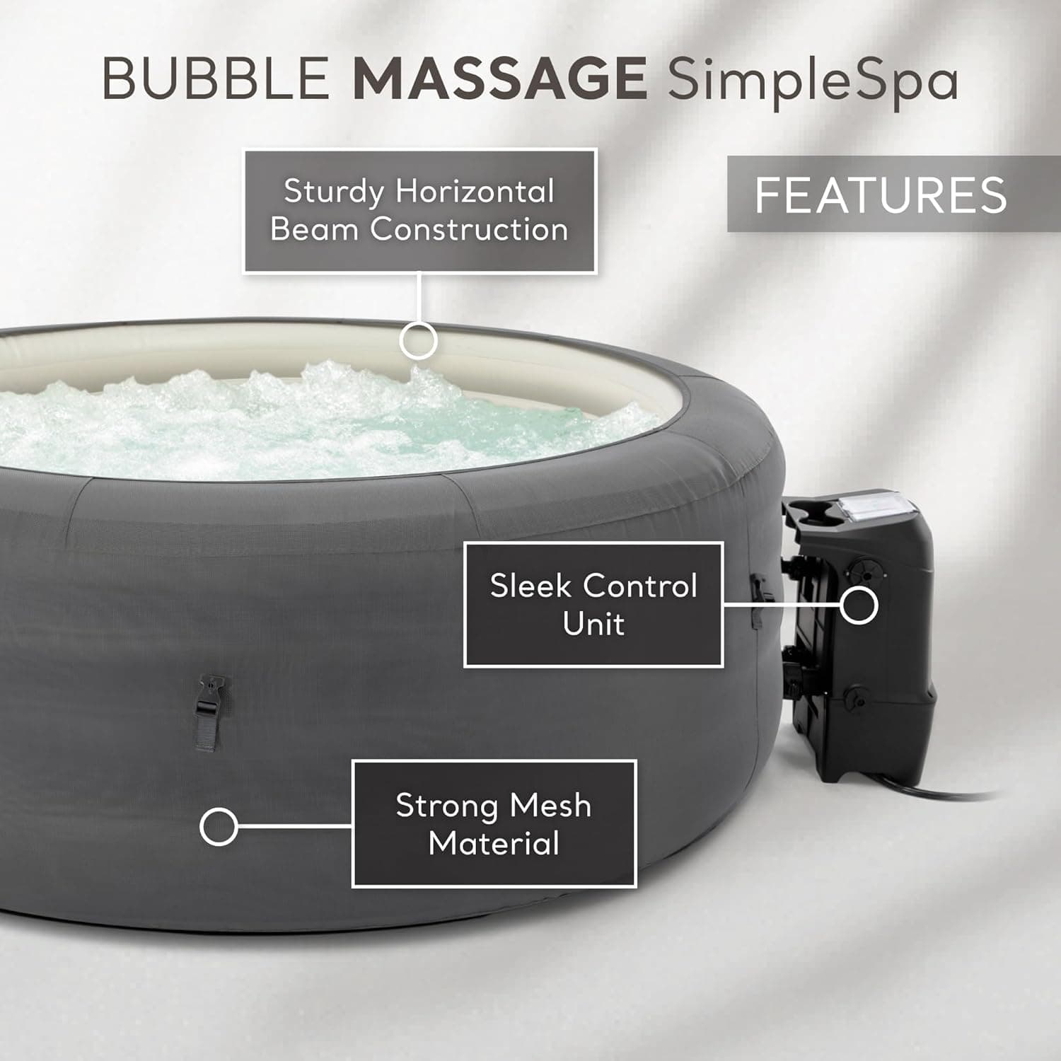 INTEX 28483E SimpleSpa Inflatable Hot Tub 4 Person Bubble Massage Spa: Includes Insulated Cover – Built-in QuickFill Inflation – Soothing Jets – 77" x 26" - Image 3