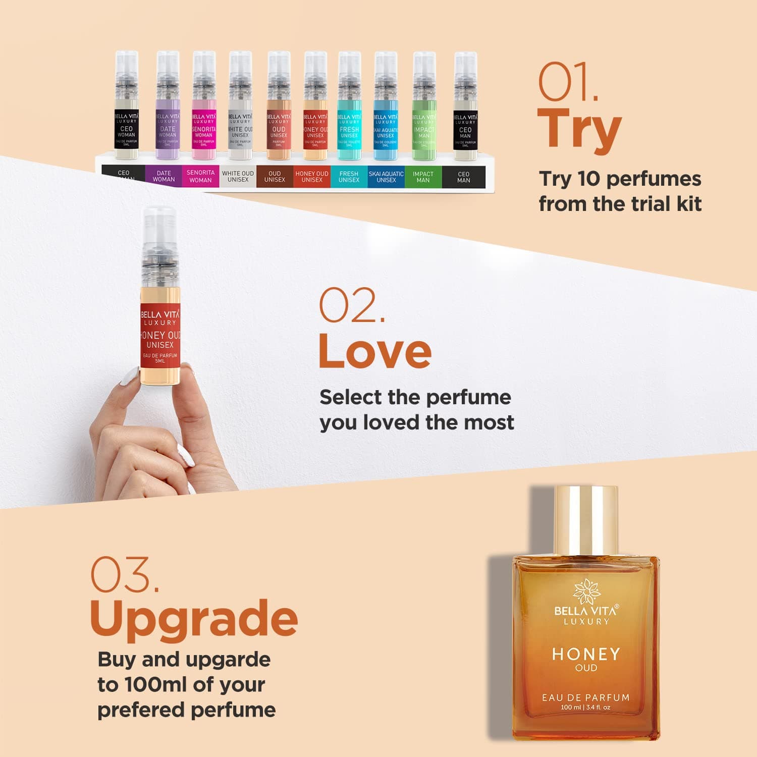 BellaVita Luxury Honey Oud Eau de Parfum (3.4 fl. oz.) | Patchouli, Vanilla, Bergamot, Floral & Spicy + Made with Clean & Vegan Essentials Oils + Cruelty Free | Long-Lasting Unisex Fragrance - Image 7