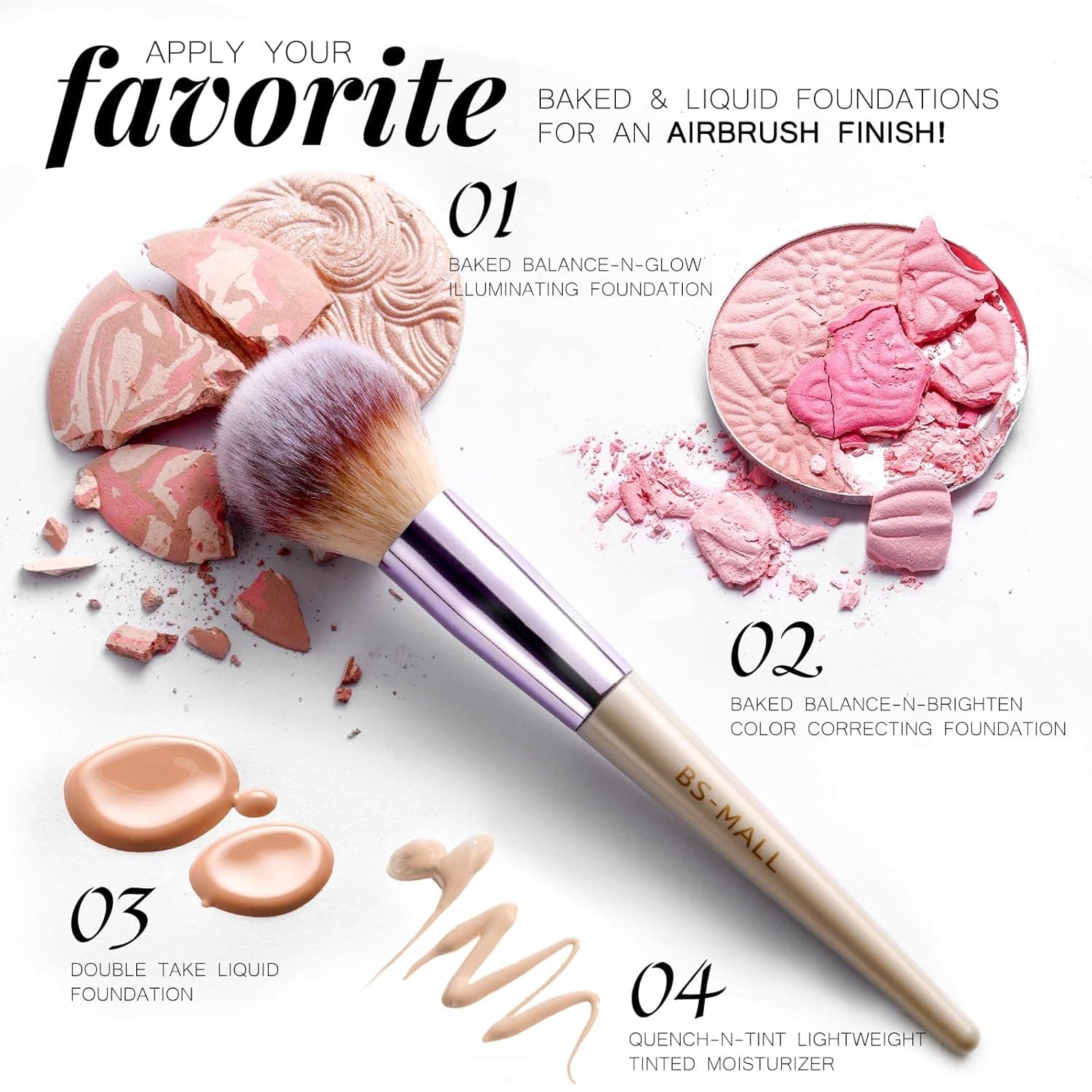 BS-MALL Makeup Brush Set 18 Pcs Premium Synthetic Foundation Powder Concealers Eye shadows Blush Makeup Brushes with black case A-Champagne - Image 2