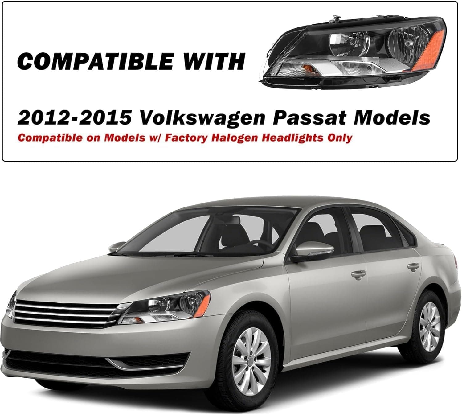 SOCKIR Halogen 6 Pin Headlight Assembly Replacement for 2012-2015 Volkswagen Passat OE Replacement Headlamp Left/Driver Side (LH) - Image 6