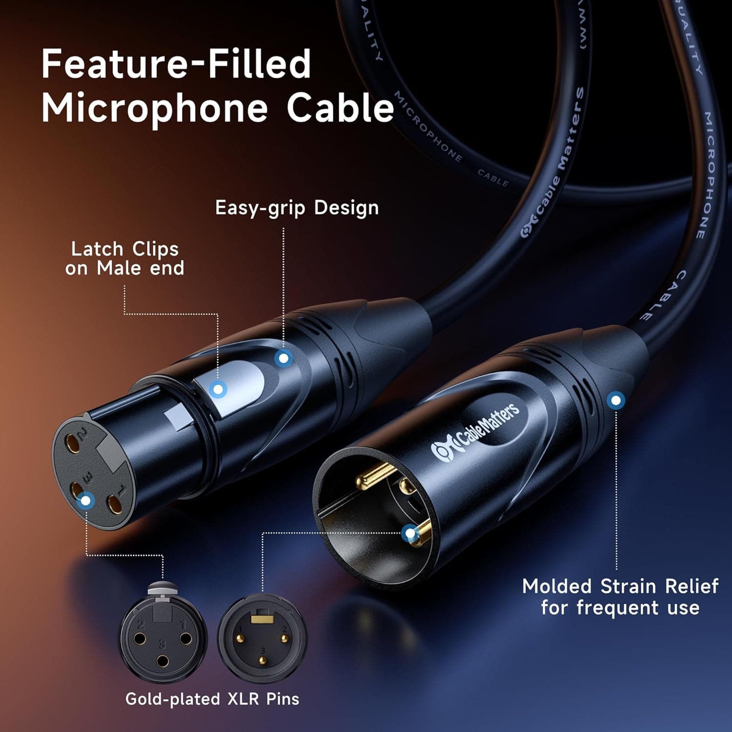 Cáp Cable Matters 2-Pack Premium XLR to XLR - 6ft, Cáp Microphone Nam sang Nữ, Đồng Không Ôxy (OFC), Đen - Image 7