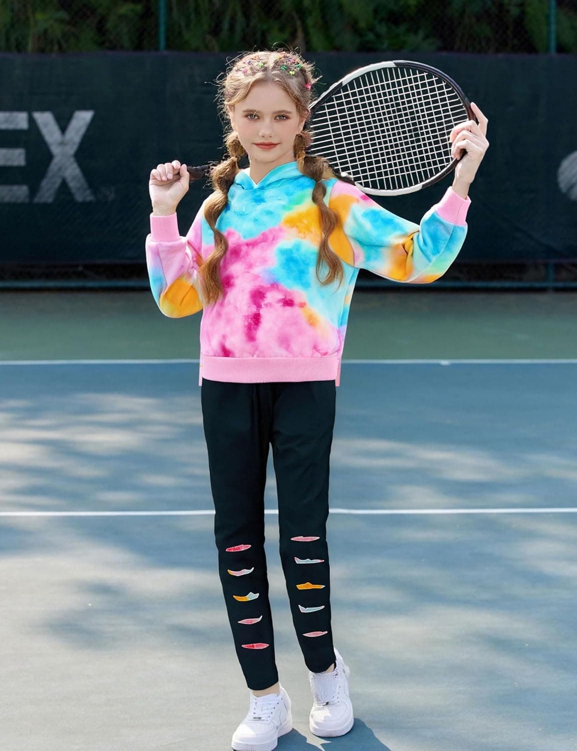 Kid Girls Clothes - Girls Outfits Tie Dye Tops and Leggings Pants 2 Piece Spring Clothes Set Pink 4-5T - Image 4