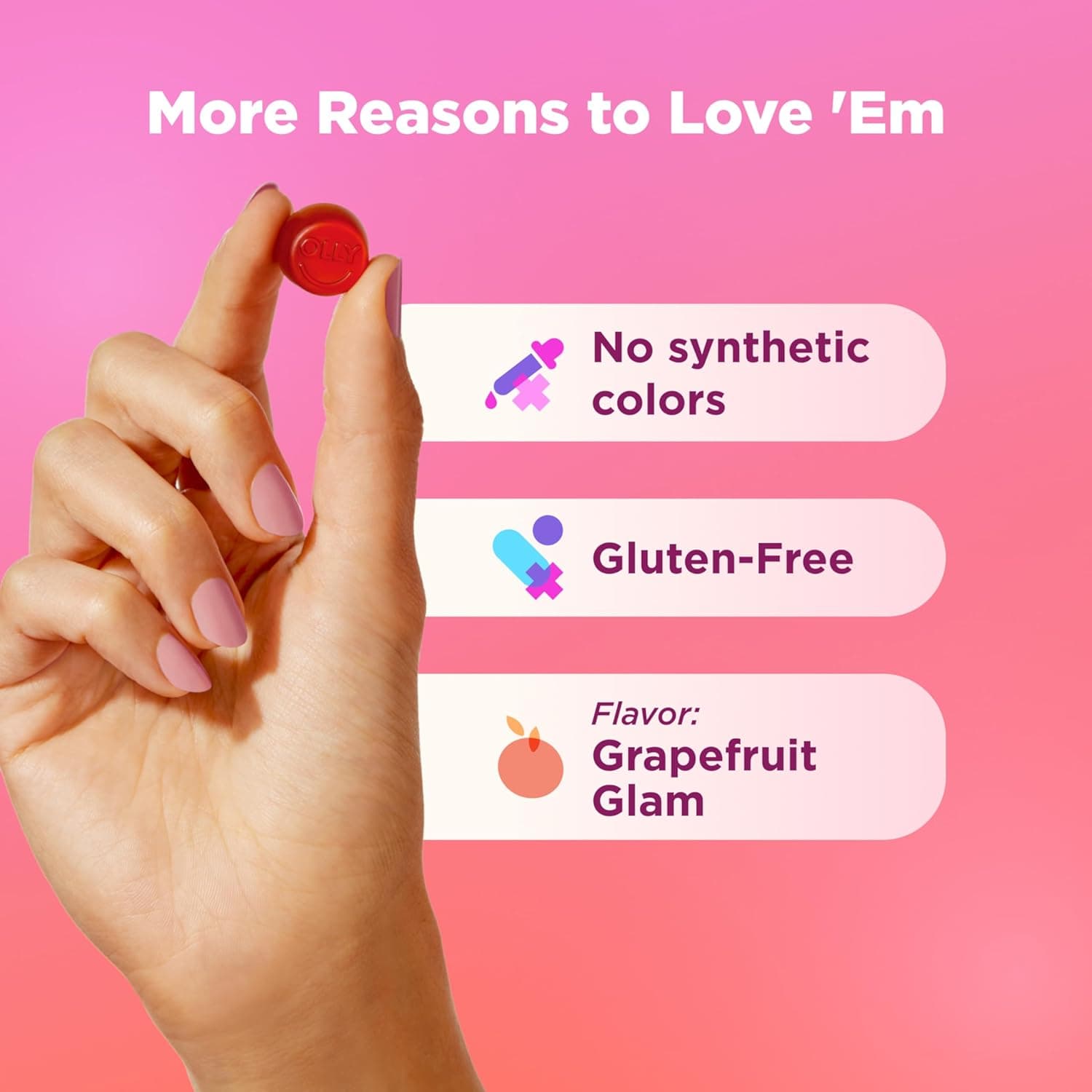 OLLY Undeniable Beauty Gummy, Para Cabello, Piel, Uñas, Biotina, Vitamina C, Queratina, Suplemento Masticable, Pomelo, Suministro de 30 Días - 60 Conteo (Paquete de 1) - Image 5