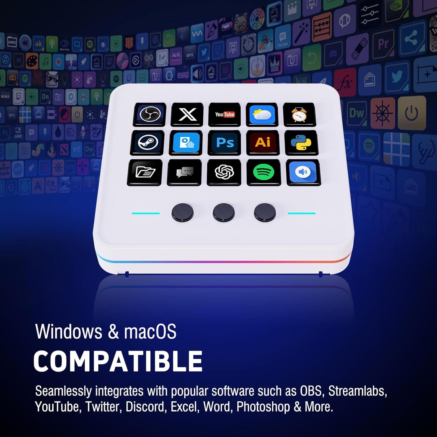 Macro Keypad, Stream Controller Deck Gaming Streaming Shortcut Keyboard, 18 Programmable Keys Customizable Visual AI Pad USB Soundboard for OBS, YouTube, Desk Office Setup, Laptop, PC, Mac - Image 8