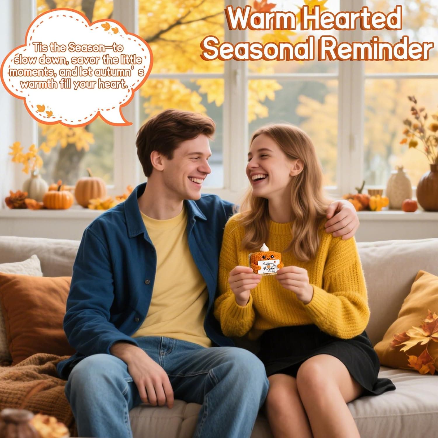 Thanksgiving Fall Decor Mini Pumpkin Pie Crochet Doll, Small Autumn Season Holiday Pumpkin Items Plush Gift, Cute Halloween Home Office Indoor Table Decoration, Christmas Stocking Stuffer Ornament Autumn Skies - Image 6