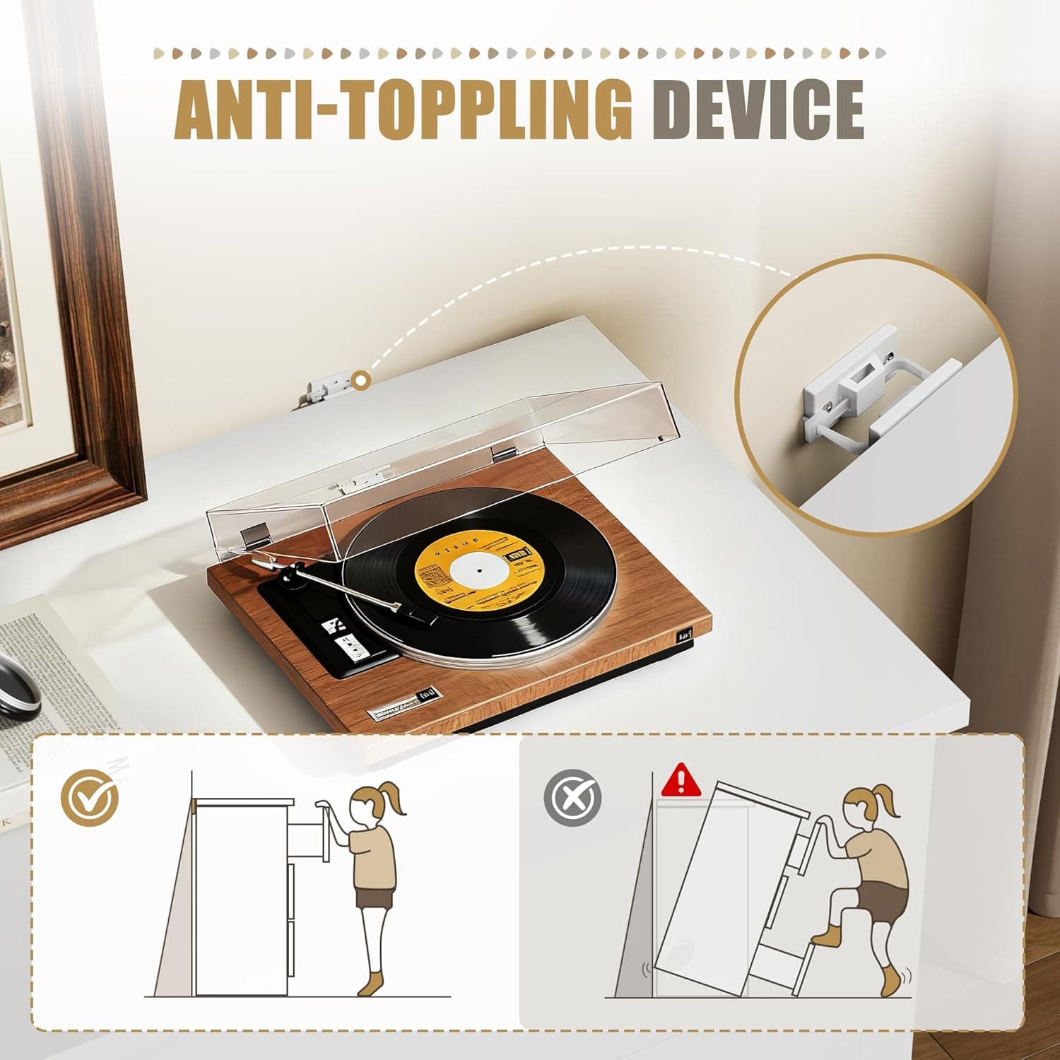 YESHOMY Dresser for Bedroom with 6 Drawers, Modern Chest of Drawers, Wooden Dressers, TV Stand for Living Room,Closet, Hallway (White) - Image 4