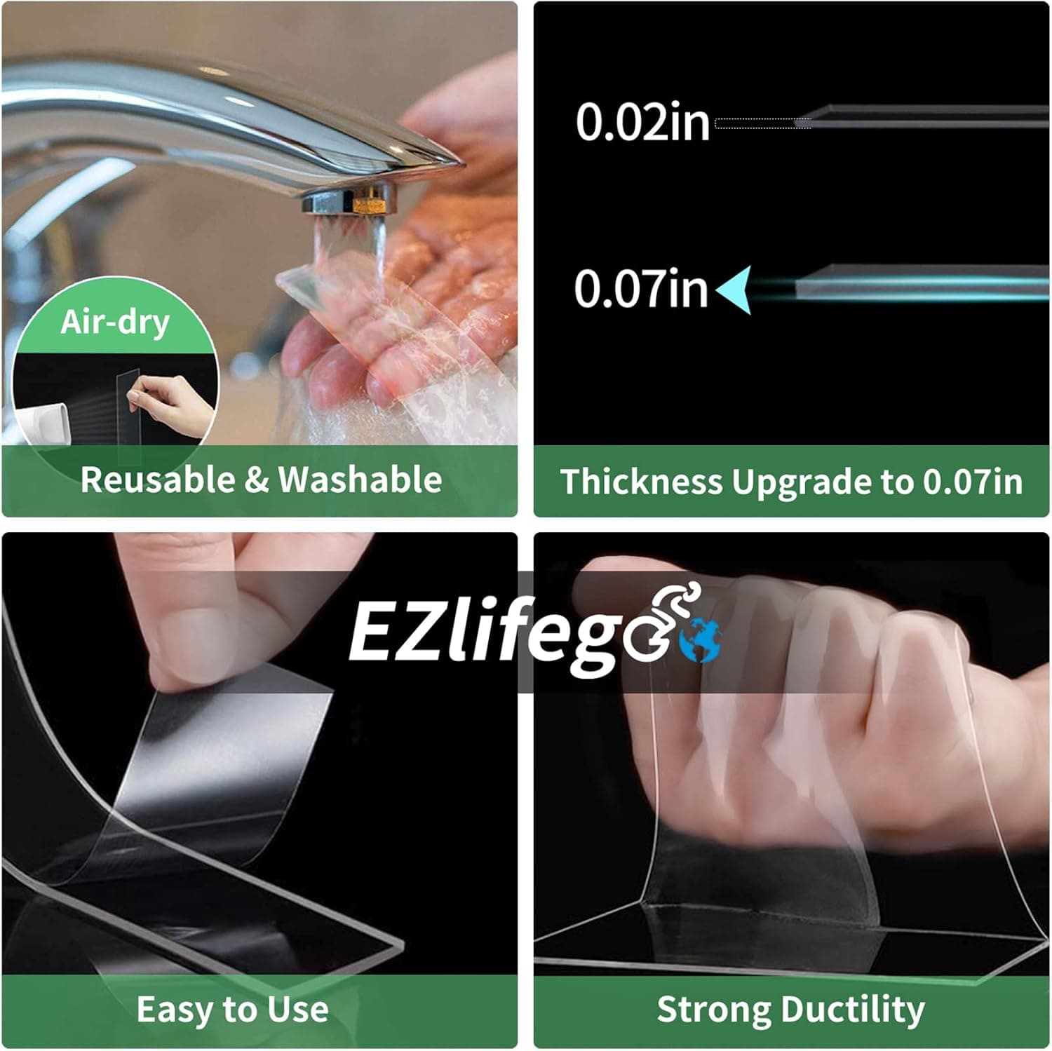 EZlifego Double Sided Tape Heavy Duty, Nano Double Sided Adhesive Tape, Clear Mounting Tape Picture Hanging Adhesive Strips (9.85FT) 9.85 Feet - Image 6