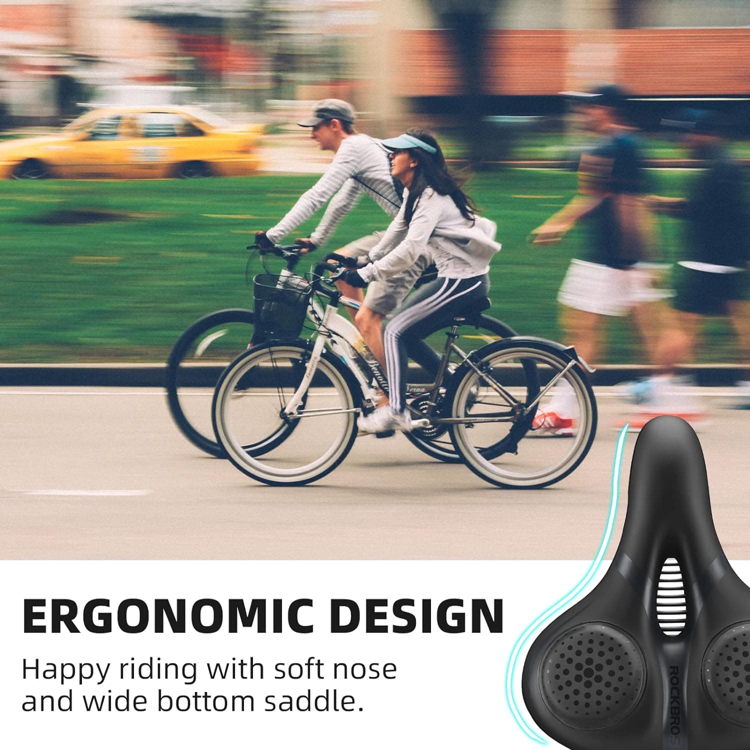 ROCKBROS Bike Seat for Men Women Comfort Wide Gel Bike Seat Replacement,Breathable Waterproof Padded Bicycle Saddle, Compatible with Cruiser/Mountain/Fat Bikes Black - Image 8