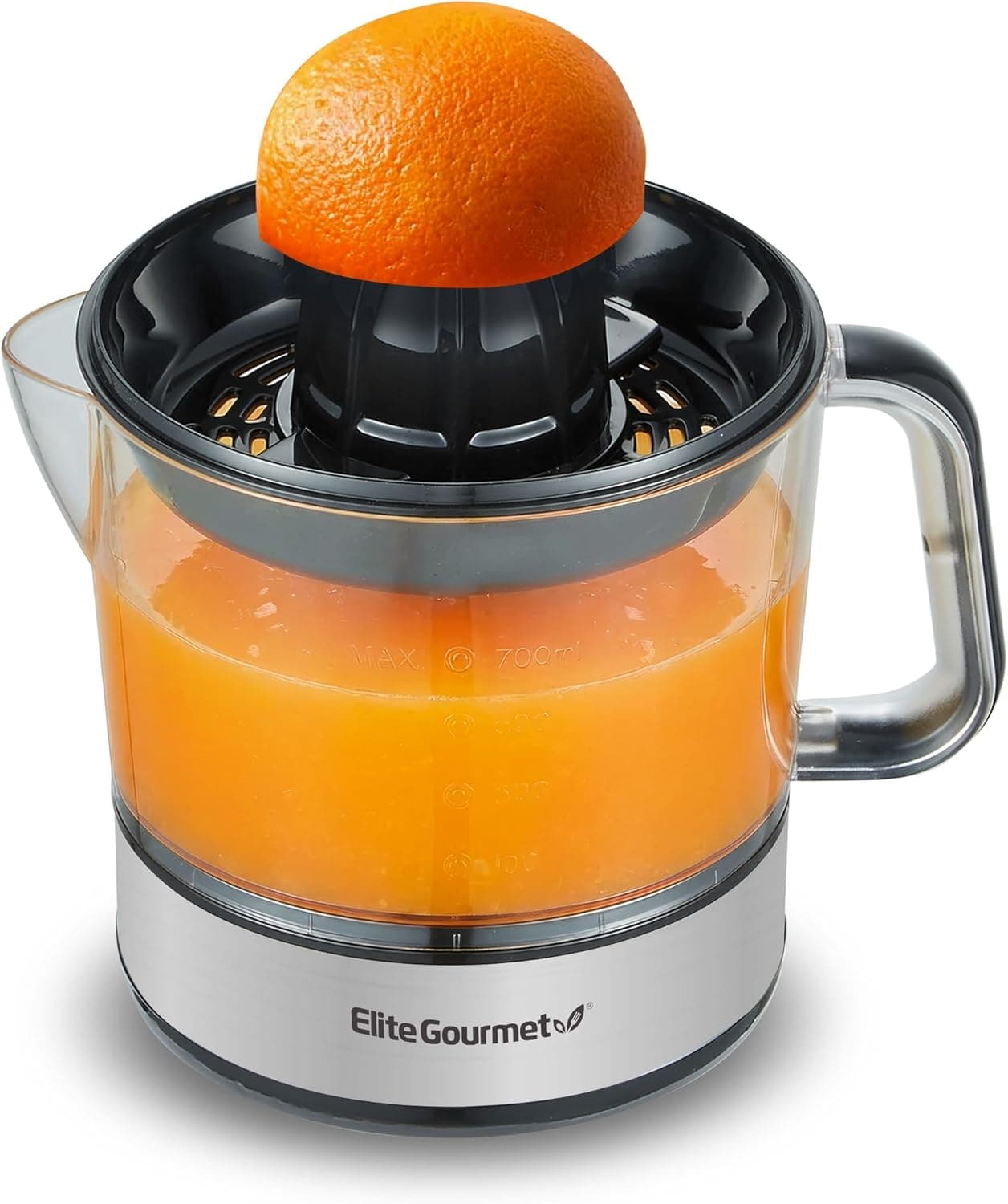 Elite Gourmet ETS623 BPA-Free Electric Citrus Juicer, Compact, Large Volume, Pulp Control, Oranges, Lemons, Limes, Grapefruits with Easy Pour Spout, 24oz, Black/Stainless Steel - Image 2