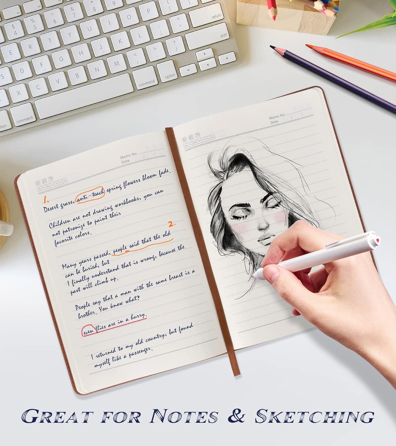 Lined Journal Notebook for Women Men,256 Pages A5 Hardcover Leather Journals for Writing,Travel,Business,Work & School,College Ruled Notebooks for Note Taking,Diary Notepad 5.7"×8.3"(Brown) Brown A5-sized Lined Pages - Image 3