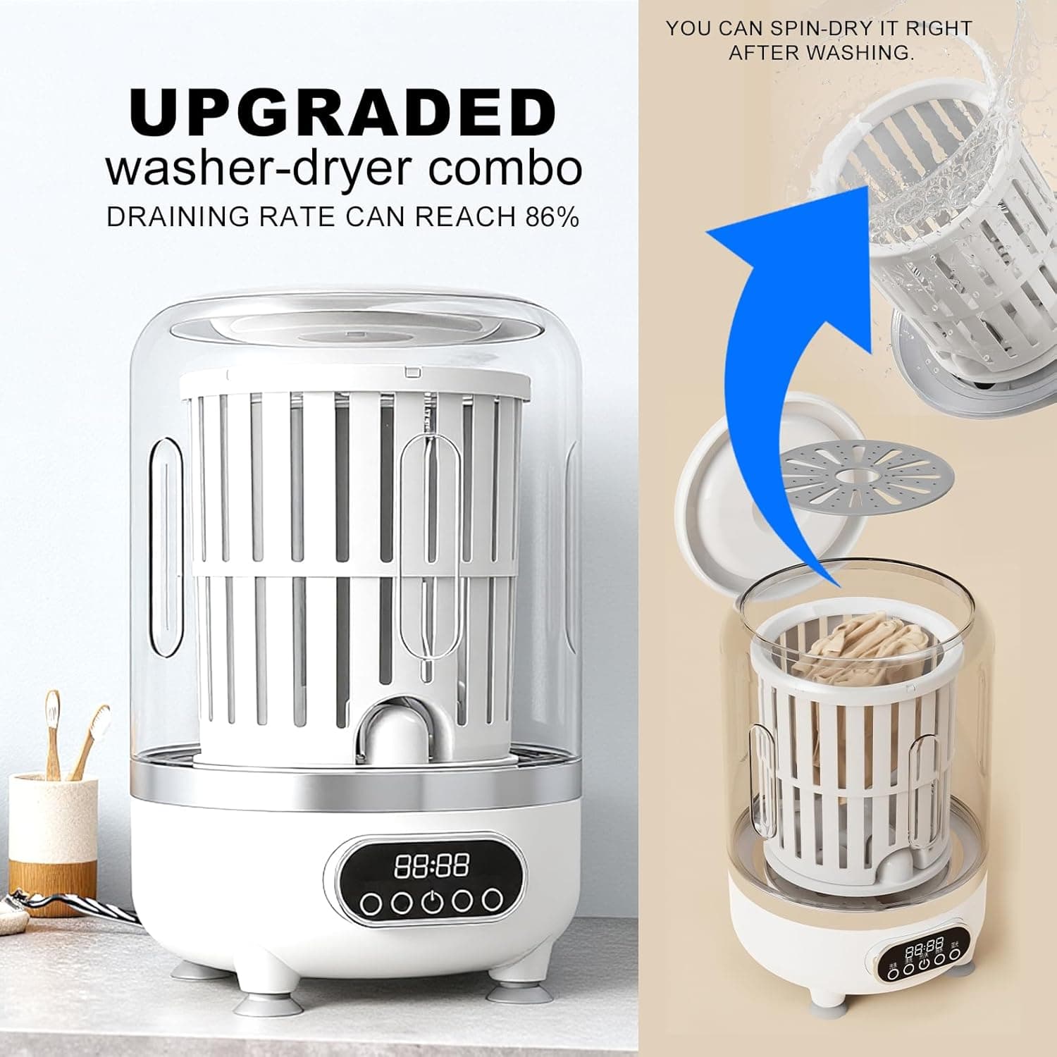 3L Portable Washing Machine,3 In 1 Portable Washer And Dryer Underwear Washing Machine,Mini Lavadora Portatil for Home, Apartment, Hotel, Camping & Travel(3L capacity) - Image 9