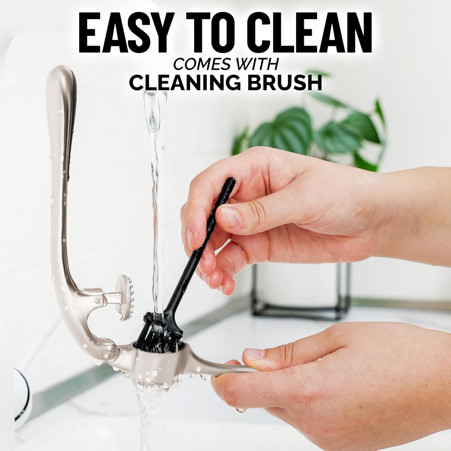 Zulay Kitchen Premium Garlic Press Set - Rust Proof & Dishwasher Safe Professional Garlic Mincer Tool - Easy-Squeeze, Easy-Clean with Soft, Ergonomic Handle - Silicone Garlic Peeler & Brush (Silver) Large Silver - Image 11