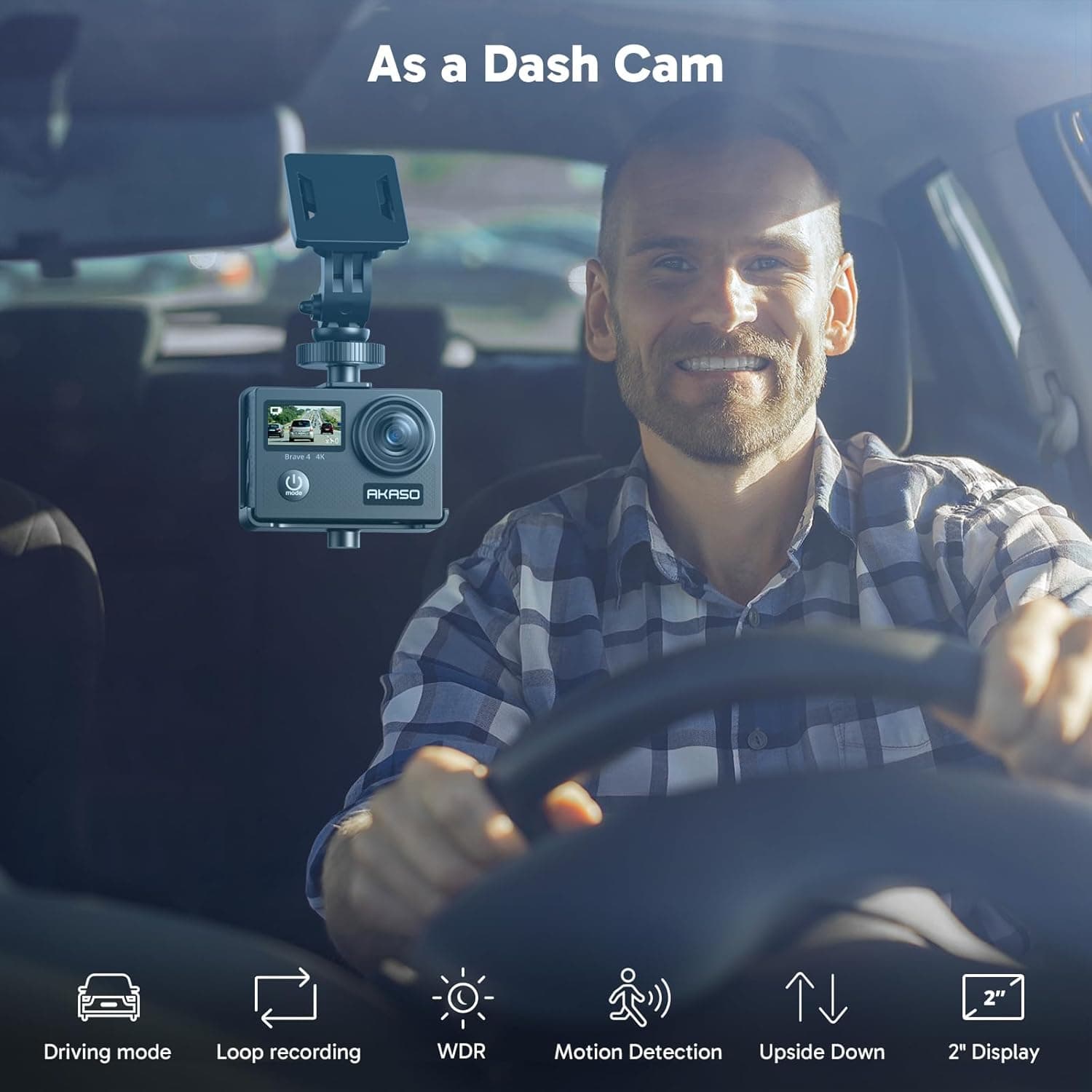 AKASO Brave 4 4K30fps 20MP WiFi Action Camera Ultra Hd with EIS 131ft Waterproof Camera Remote Control 5xZoom Underwater Camcorder with 2 Batteries and Bicycle Helmet Accessories Kit - Image 8