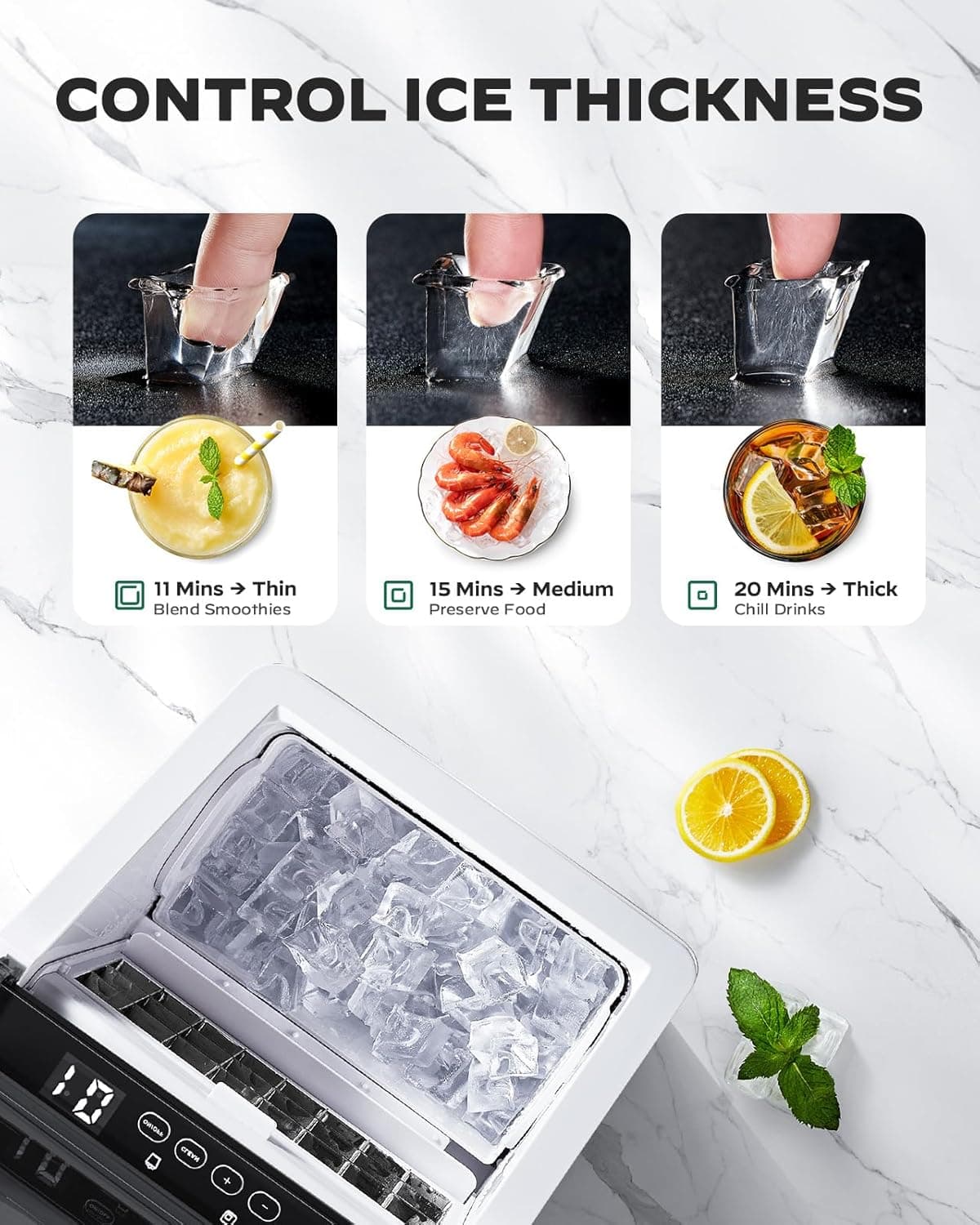 Silonn Ice Makers Countertop, 44lbs Per Day, 2 Ways to Add Water, Auto Self-Cleaning, Stainless Steel Ice Machine for Home Office Bar Party Stainless Steel 44lbs - Image 6