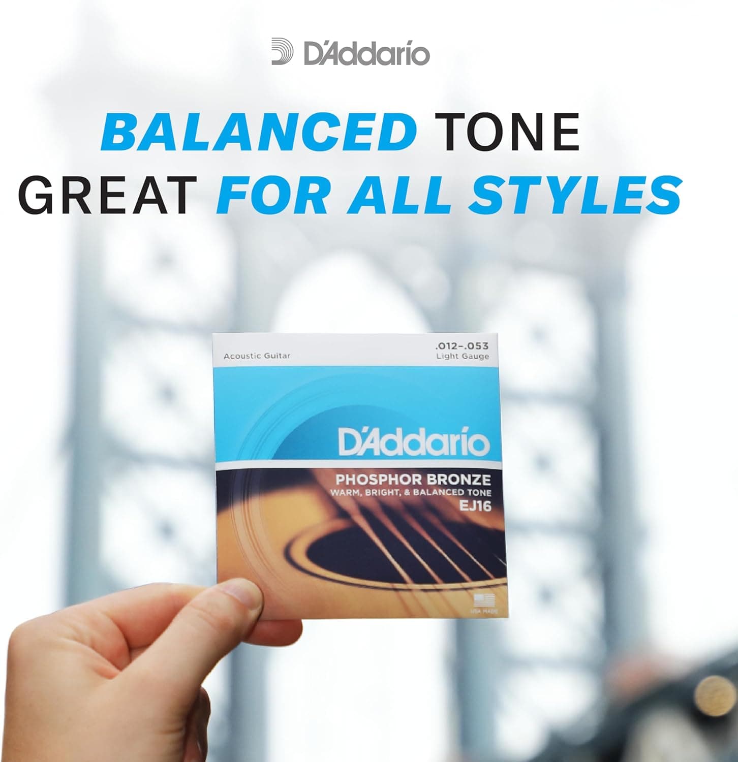 D'Addario Guitar Strings - Phosphor Bronze Acoustic Guitar Strings - EJ16-3D - Rich, Full Tonal Spectrum - For 6 String Guitars - 12-53 Light, 3-Pack 3-Pack Light, 12-53 - Image 4