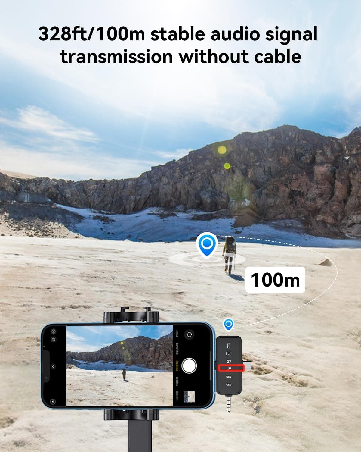 PQRQP Microphone 3 en 1 pour iPhone/Android/Appareil photo, Microphones sans fil, Transmission de 328 pieds, Autonomie de 18H, Mini Microphone - Image 6