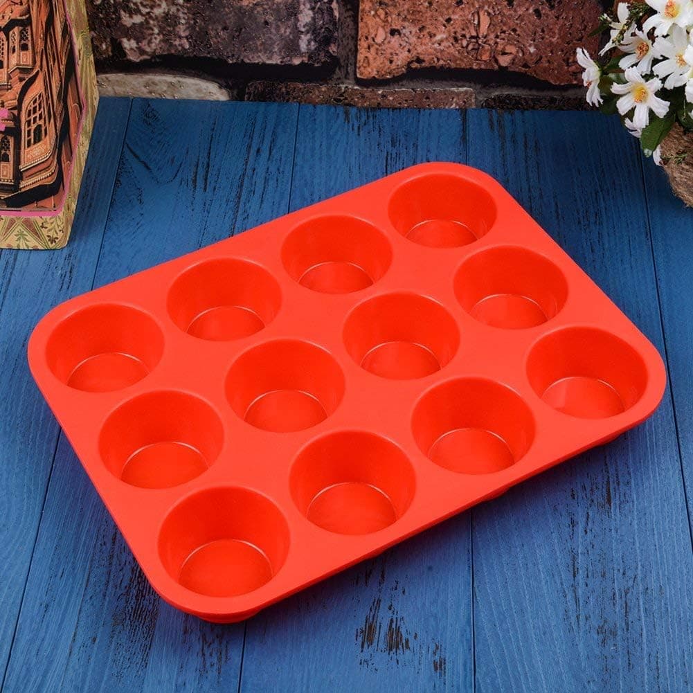 12 Cups Silicone Muffin Pan - Nonstick Cupcake Pan 1 Pack Regular Size Silicone Mold for Baking 1pc: 12-Cup Regular - Image 9