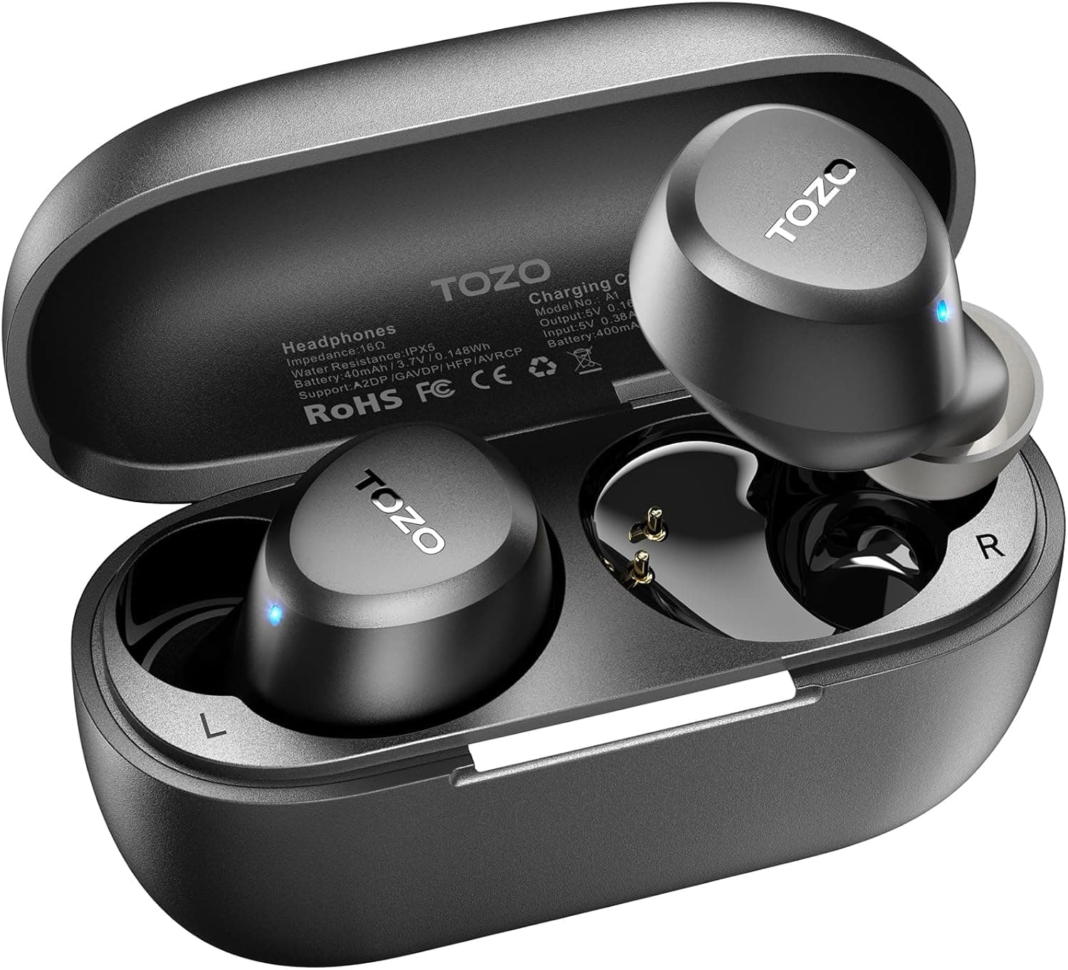 TOZO A1 Wireless Earbuds Bluetooth 5.3 Light Weight in Ear IPX5 Waterproof Headphones 2 Mic for AI Calls, Immersive Premium Sound Bass Headset with Charging Case, 32 Presets EQ Customization via App Black Small Classical Edition - Image 2