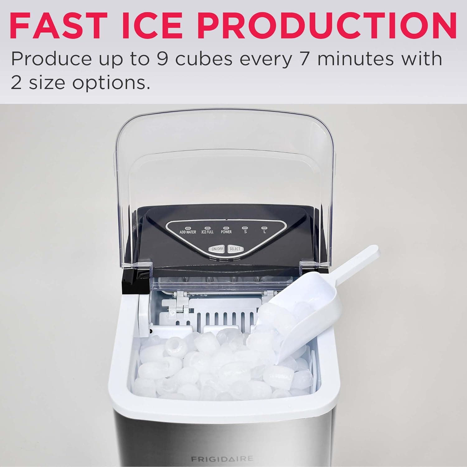 Frigidaire EFIC123-SS Counter Top Maker, Produces 26 pounds Ice per Day, Stainless Steel Stainless Maker - Image 4