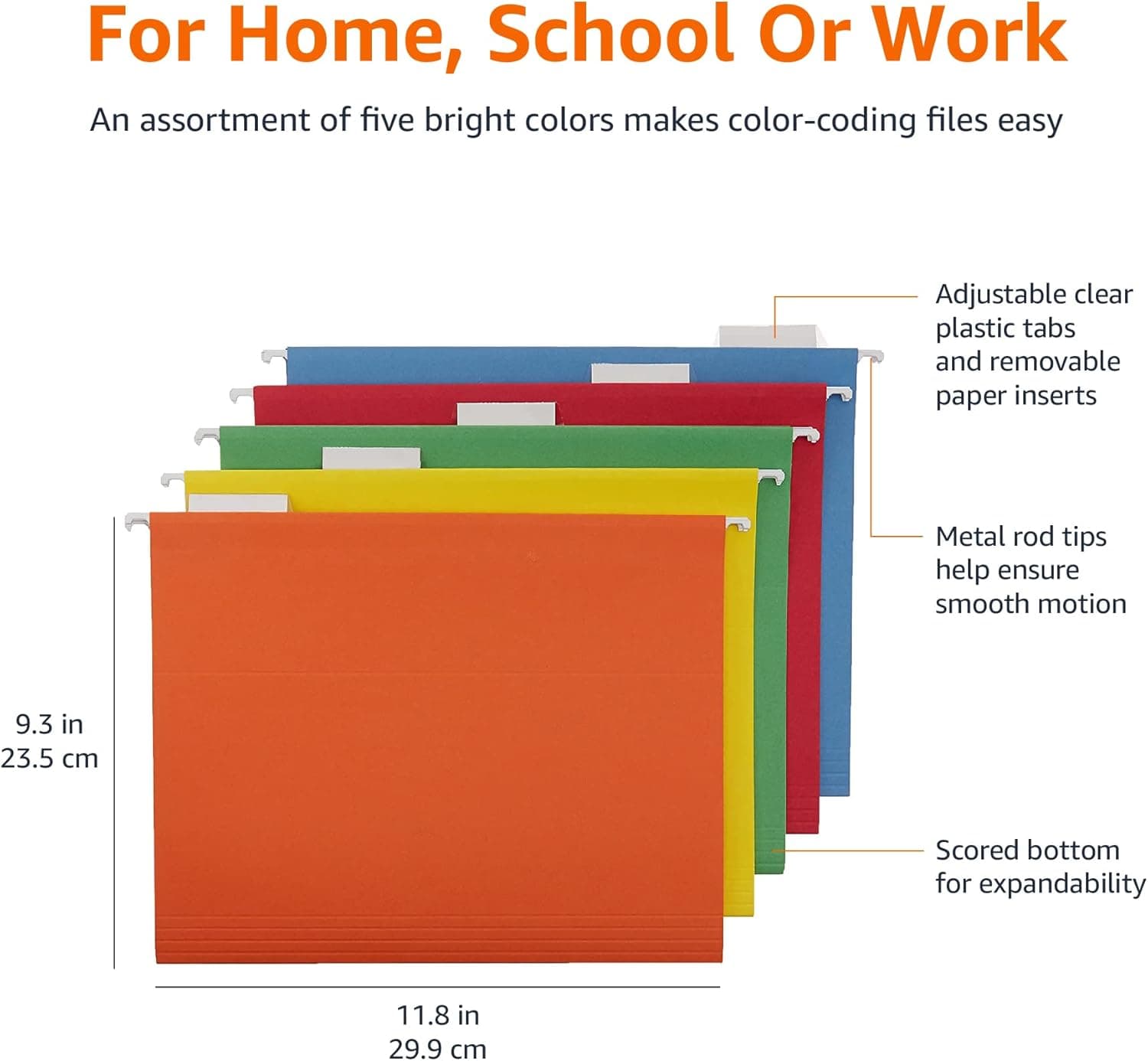 Amazon Basics Hanging Organizer File Folders for Efficient Filing, Assorted Colors, Letter Size (Pack of 25) Assorted Letter - Image 6