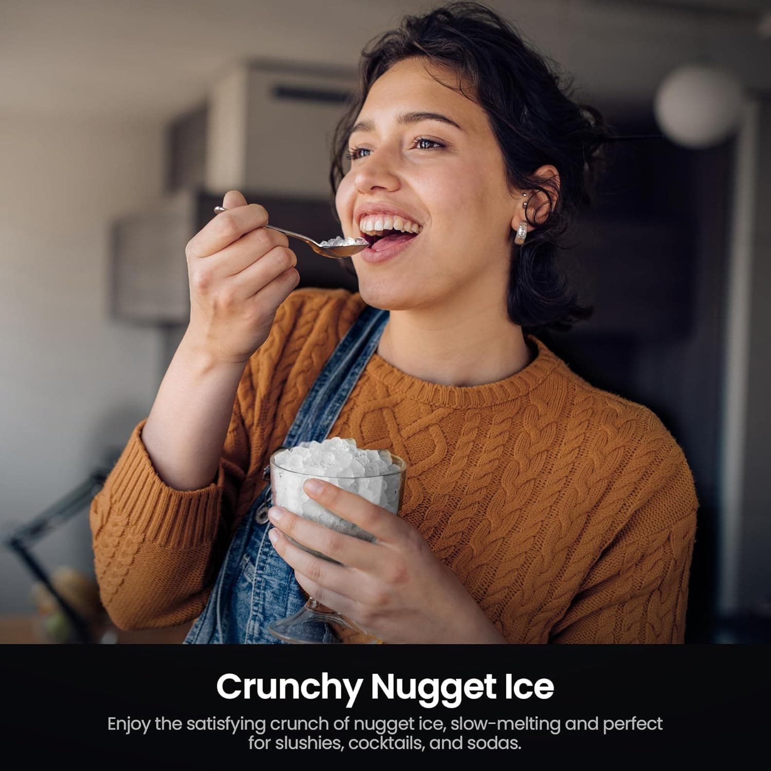 Kismile Nugget Ice Makers Countertop,Portable Ice Machine with Crushed Ice, 35lbs/Day,Self-Cleaning,One-Click Operation for Home Use(Silver) 35lbs/day Silver 1 - Image 7